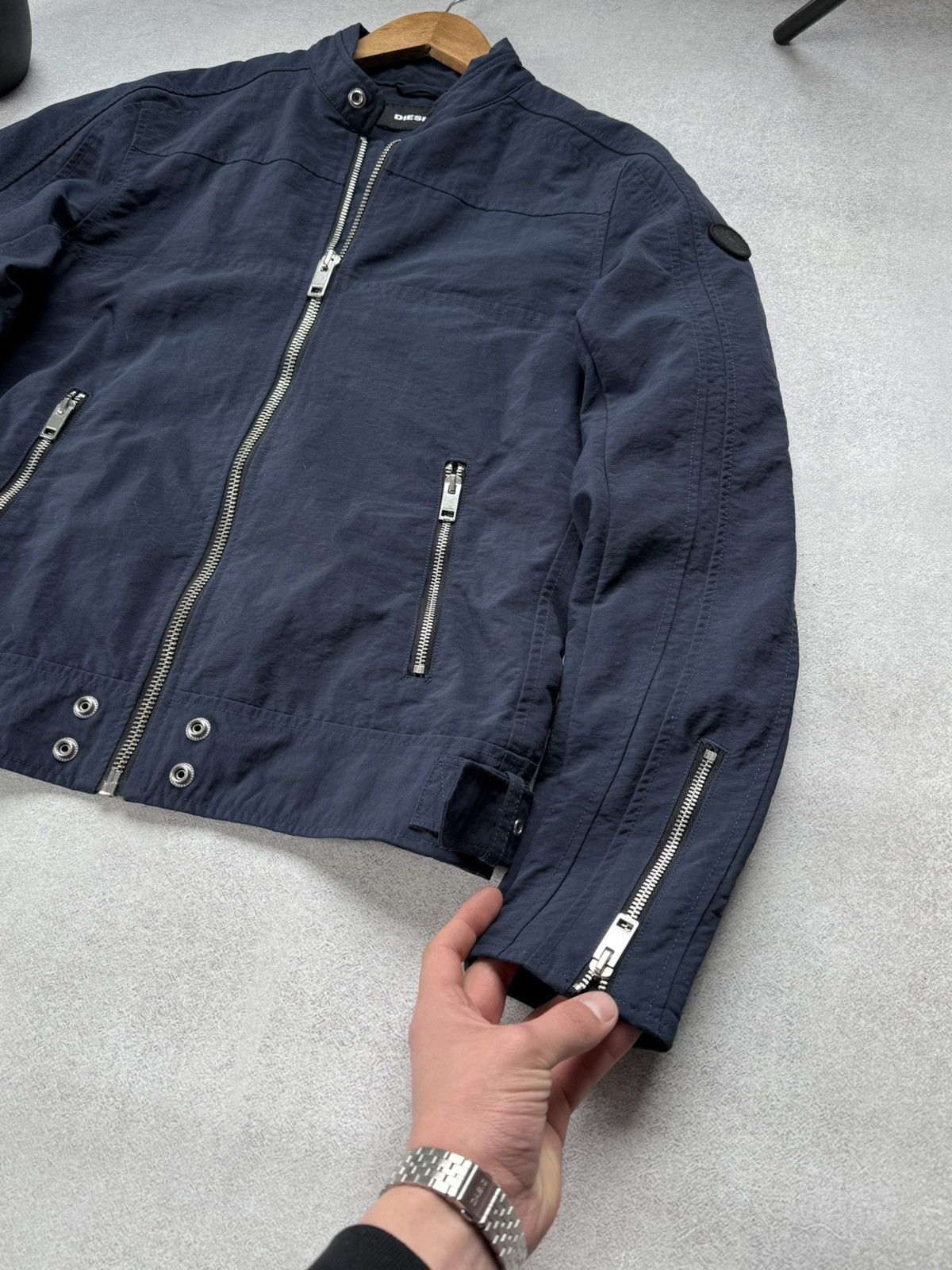 Diesel Diesel Moto Biker Jacket Y2K Blue Rare Mens Nylon Zip Pocket Size US M / EU 48-50 / 2 - 4 Thumbnail
