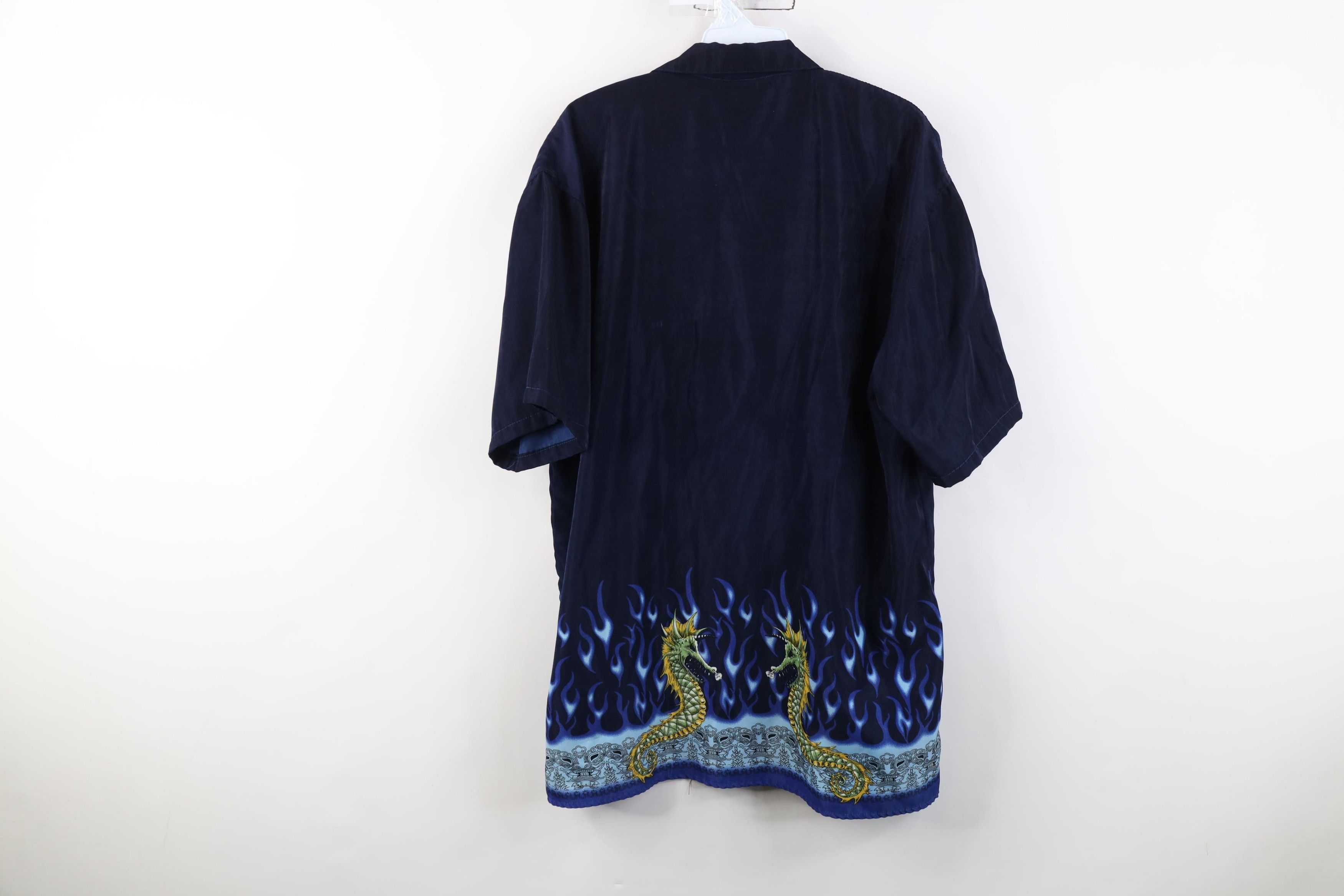Vintage Vintage 90s Y2K Streetwear Dragon Fire Flames Button Shirt Size US L / EU 52-54 / 3 - 8 Thumbnail
