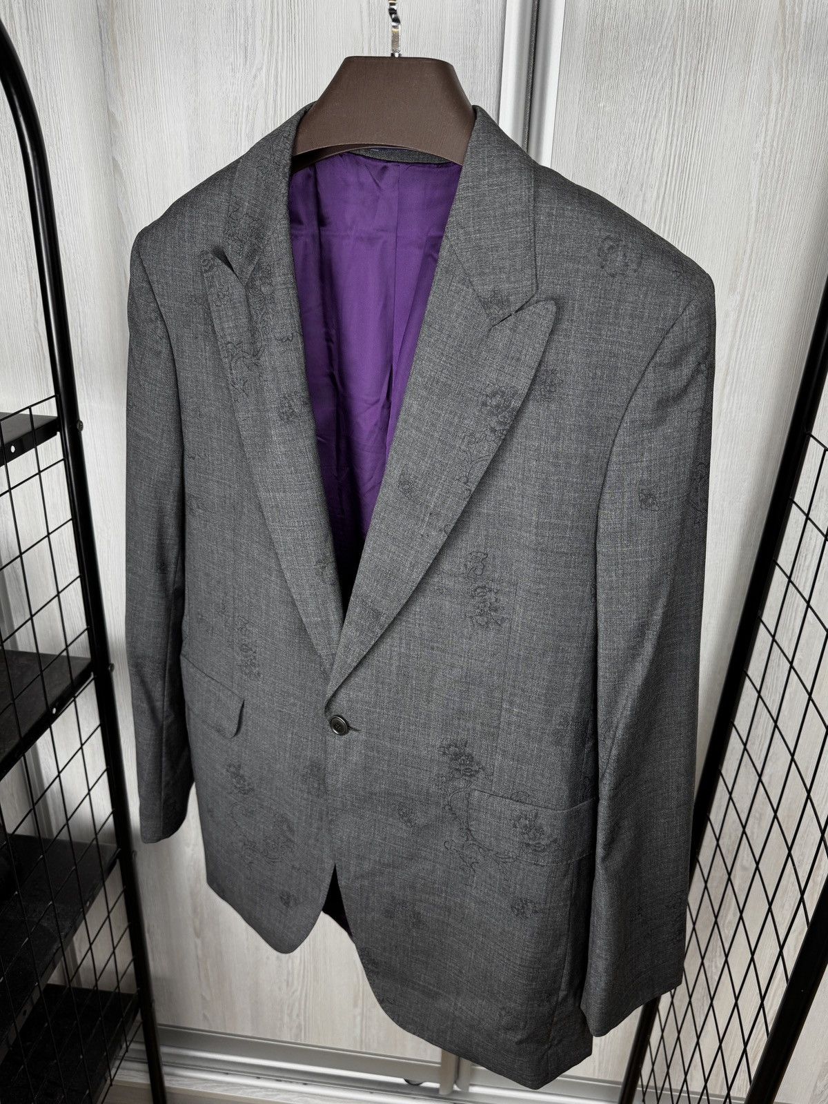 Kenzo Kenzo Baroque Motif Print Gray Wool Blazer size 54 Size 44R - 6 Thumbnail