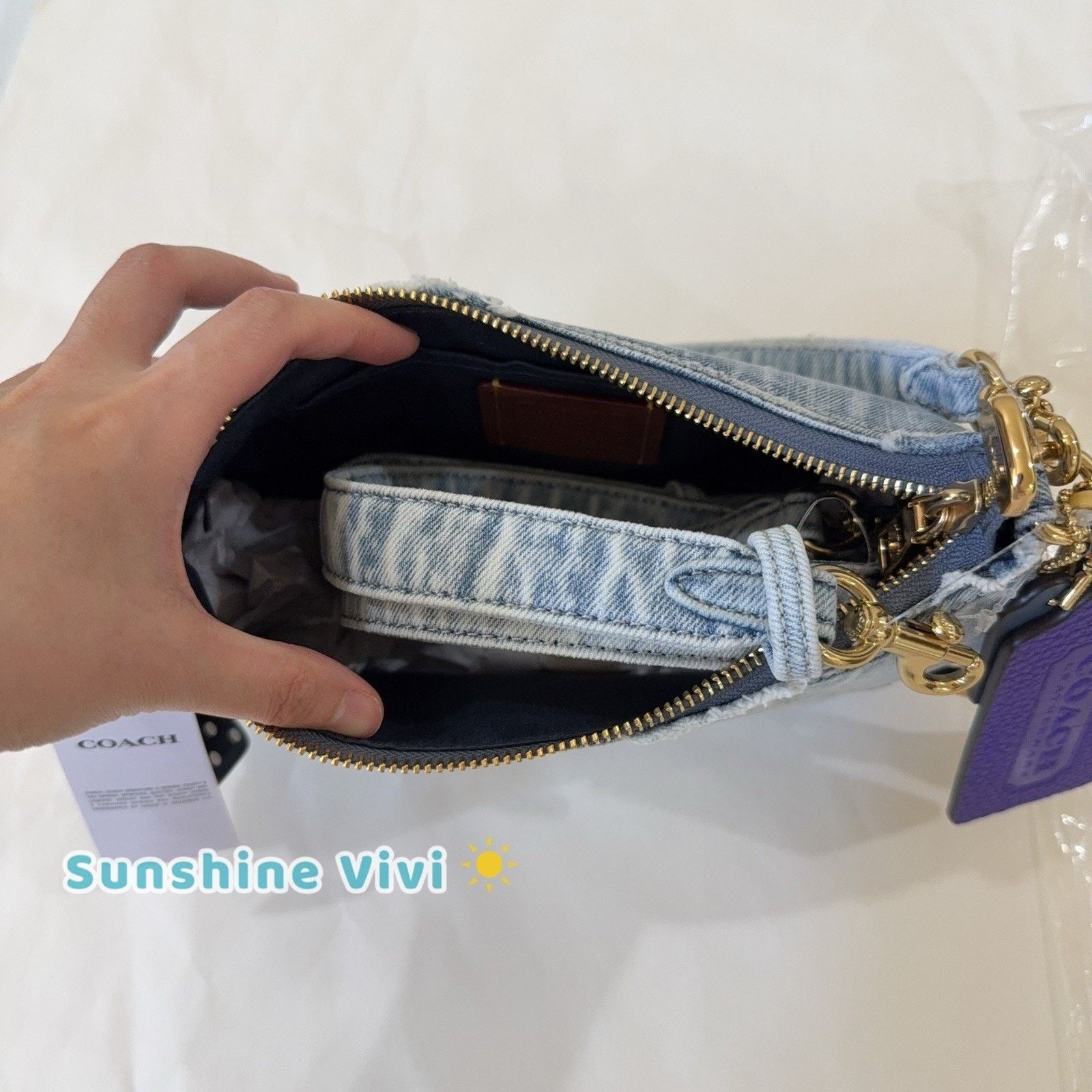 Coach NWT COACH CDY76 Teri Shoulder Bag Loved Denim Charms Size ONE SIZE - 8 Thumbnail