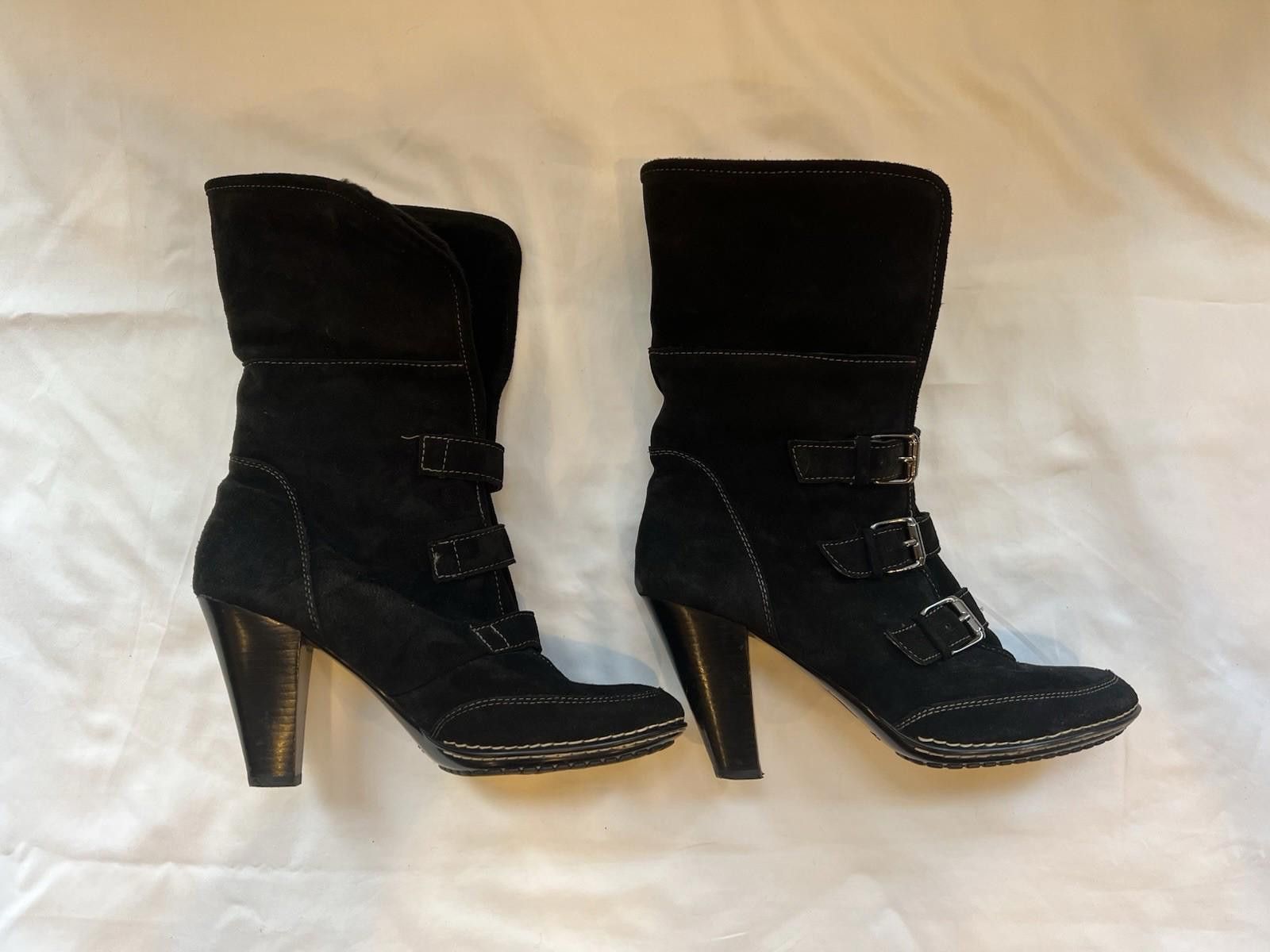 Soffe Söfft Women Black Suede Fur Lined Buckle Heel Boots Size 11 Size US 11 / IT 41 - 7 Thumbnail