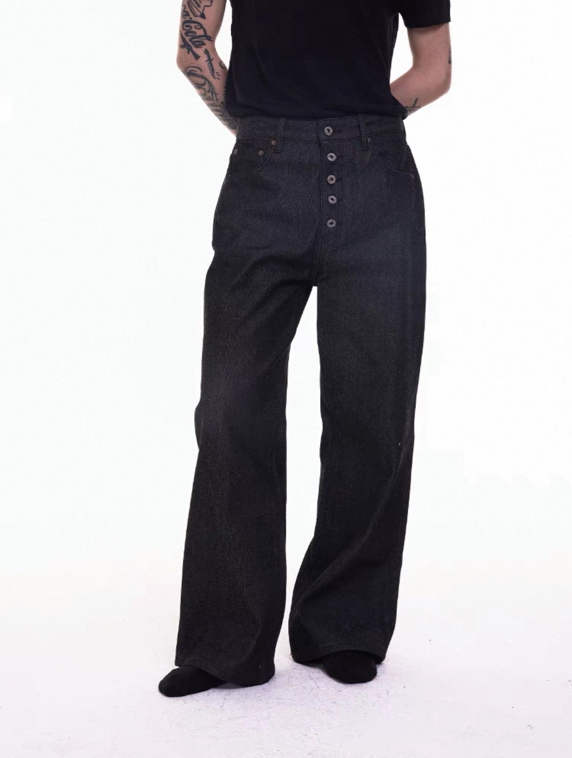 Japanese Brand THE BUTCHER RIOT raw denim jeans wide fit open button flye Size US 28 / EU 44 - 1 Thumbnail