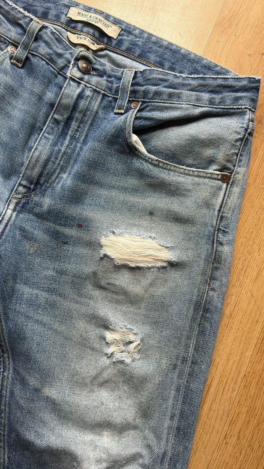 Levi's Made & Crafted LEVI’S Made & Crafted Slim Distressed Denim Jeans 33 Boho Size US 33 - 4 Thumbnail