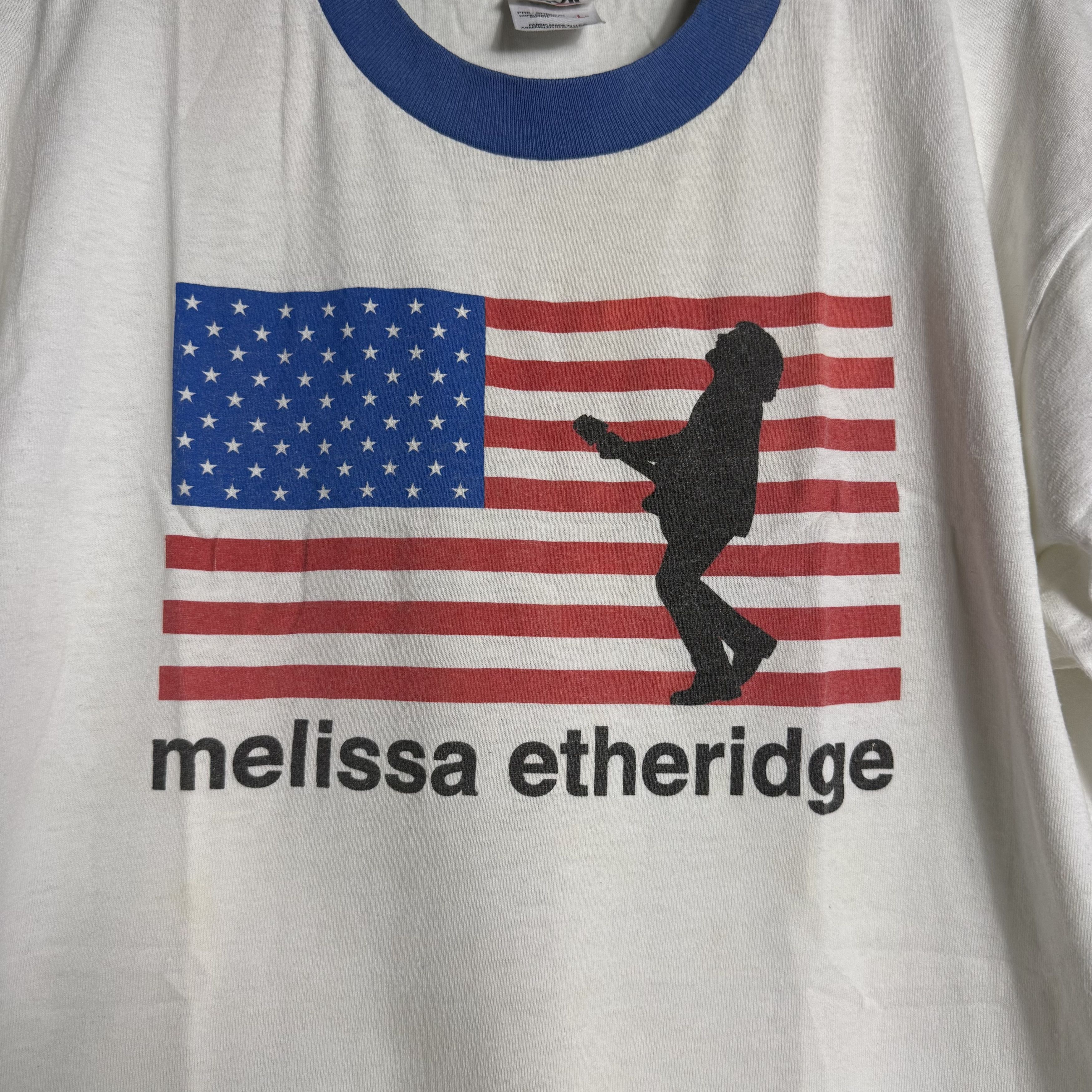 Band Tees Vintage 90s Melissa Etheridge USA Flag Ringer T-shirt Size US L / EU 52-54 / 3 - 3 Thumbnail