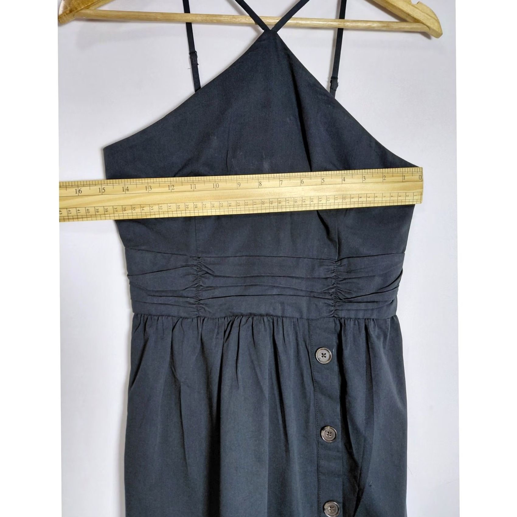 Banana Republic BANANA REPUBLIC Linen Blend Cotton Blend Dress Black Solid Woven Midi Size 0 Size XS / US 0-2 / IT 36-38 - 7 Thumbnail
