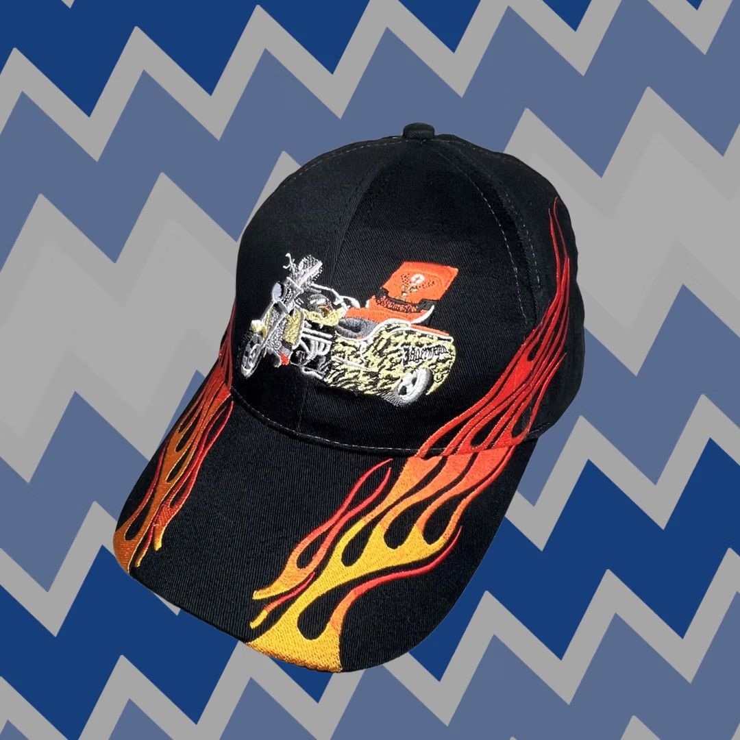 Vintage Jagermeister Hat Cap Black Mens Adjustable Embroidered Flames Motorcycle Biker Cap Size ONE SIZE - 1 Thumbnail