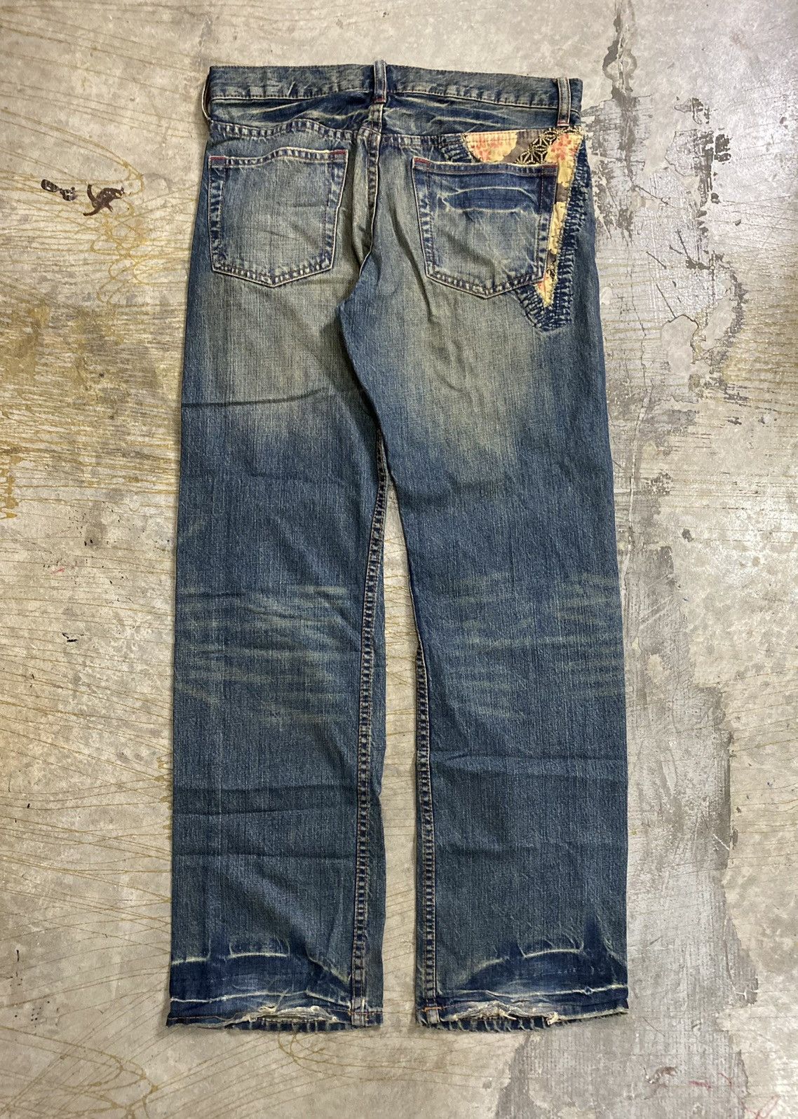 Takeo Kikuchi 1990s Japan Motive patch distressed light denim Size US 32 / EU 48 - 14 Thumbnail