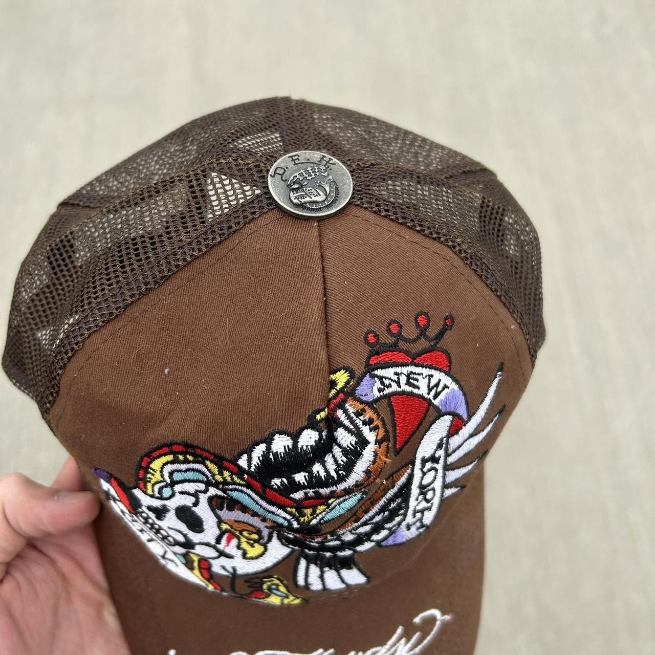 Ed Hardy TWO Ed Hardy Embroidery Skull Trucker Cap Size ONE SIZE - 10 Thumbnail