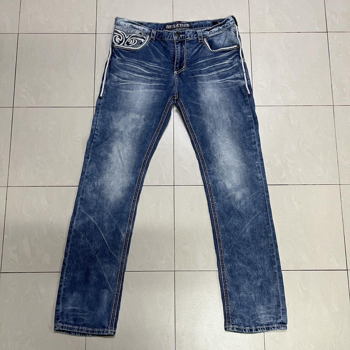Affliction × PPFM Vintage Affliction Washed Jeans Size US 35 - 5 Thumbnail