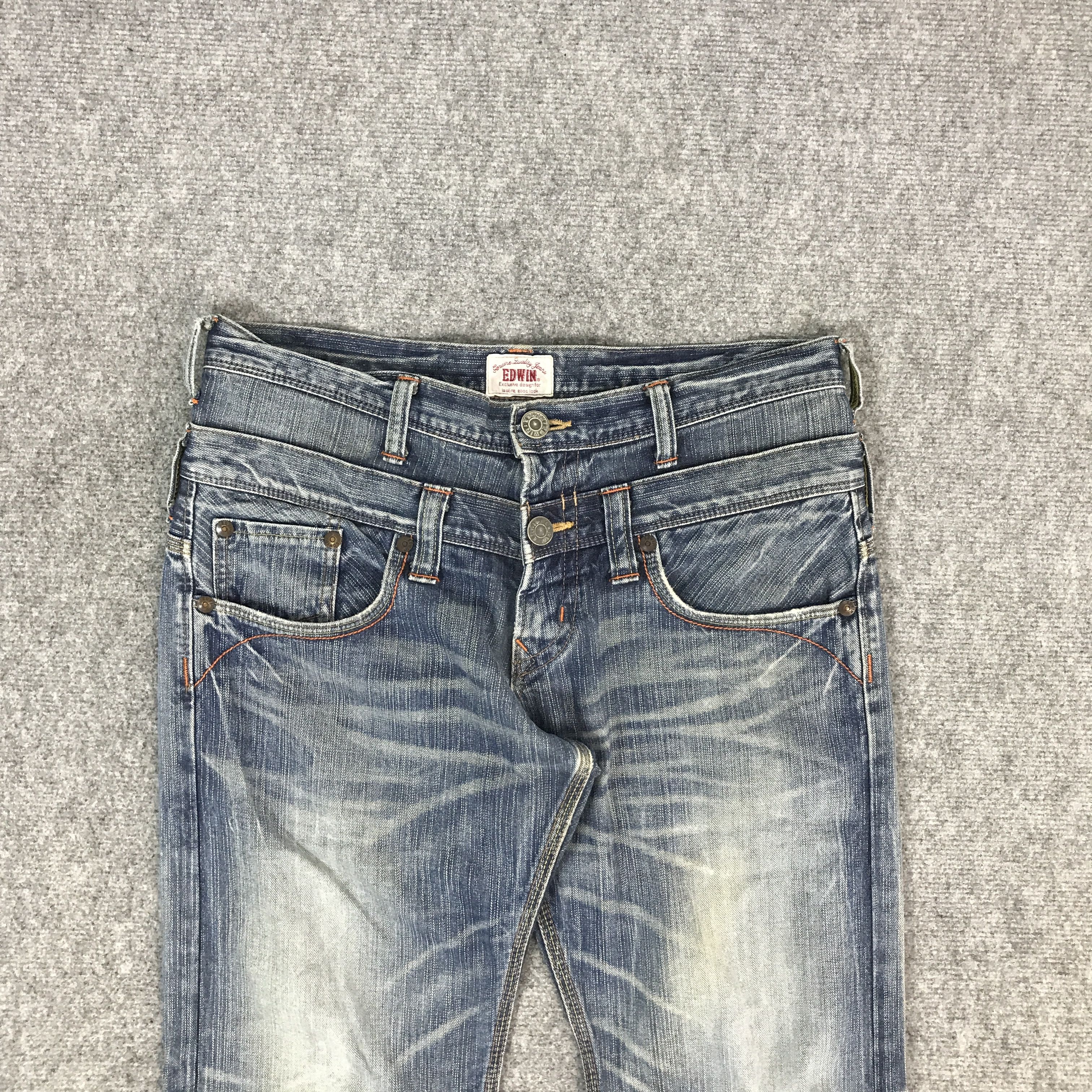 Japanese Brand BAGGY EDWIN JAPAN DOUBLE WAISH STYLE JEANS PANTS Size US 32 / EU 48 - 3 Thumbnail