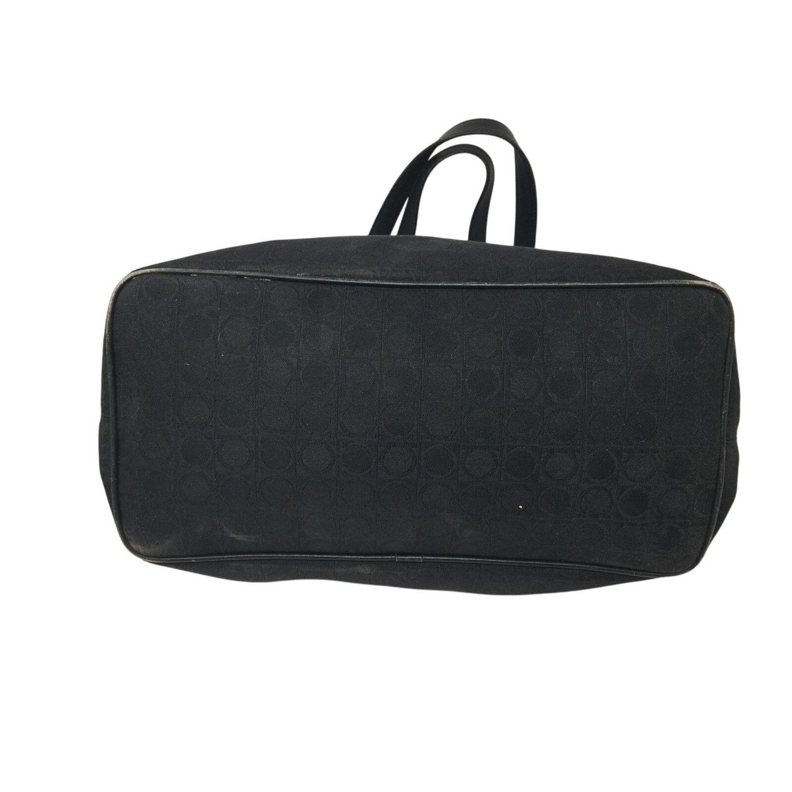 Salvatore Ferragamo Salvatore Ferragamo Black Gancini Canvas w Leather Tote Bag Size ONE SIZE - 6 Thumbnail