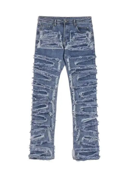 Jean urban sports patch damaged fade patchwork jeans Size US 32 / EU 48 - 3 Thumbnail
