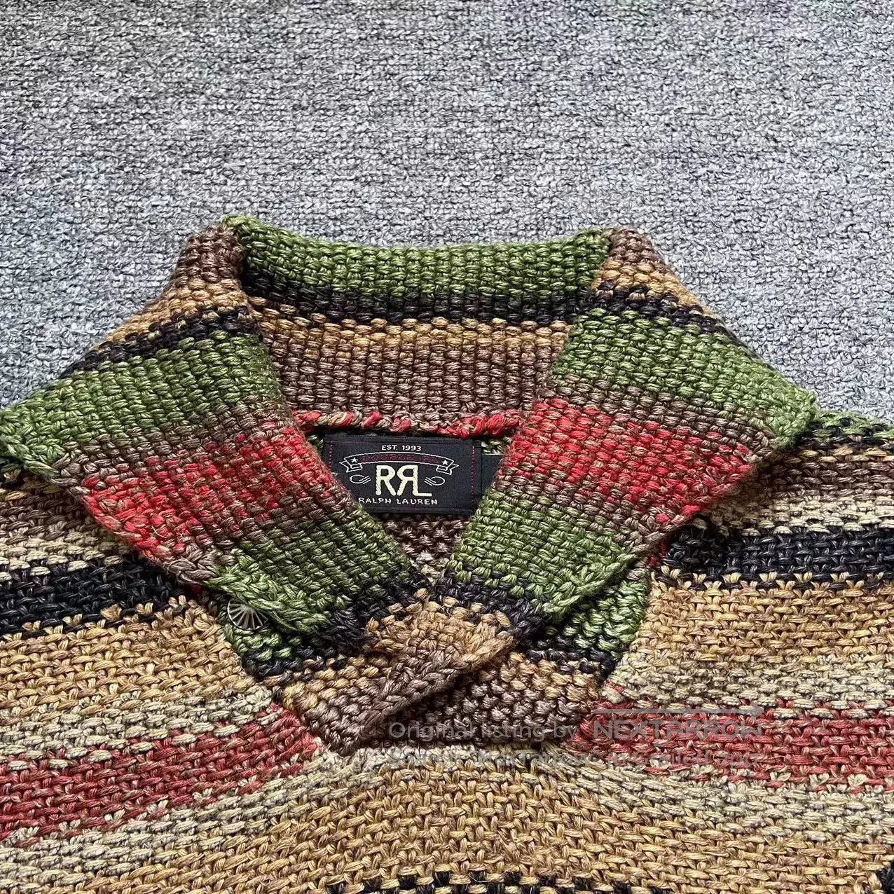 RRL Ralph Lauren RRL Men's Classic Retro Striped Knit Sweater. Size US S / EU 44-46 / 1 - 5 Thumbnail