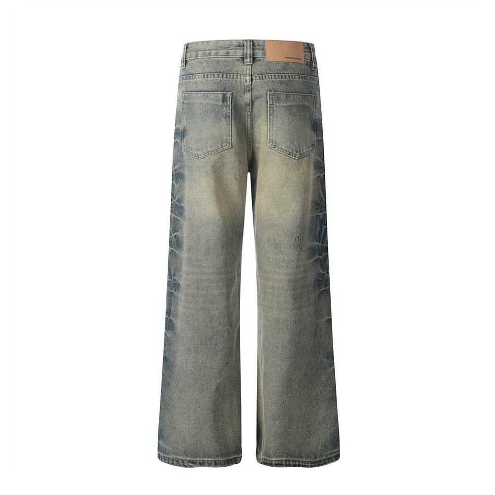 Jean Men's trendy tie-dye punk distressed flared jeans Size US 32 / EU 48 - 2 Thumbnail