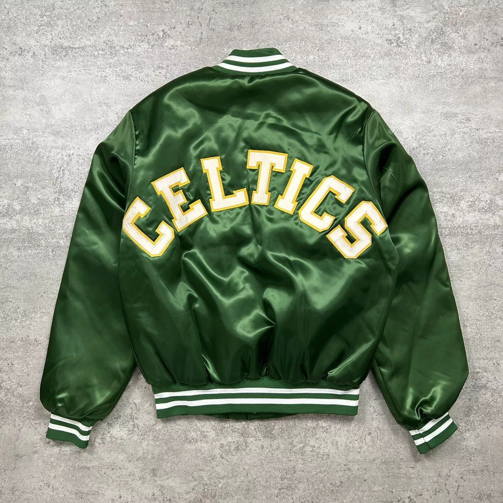 NBA × Vintage BOSTON CELTICS CHALK LINE SATIN BOMBER JACKET SPELL OUT Size US M / EU 48-50 / 2 - 1 Thumbnail