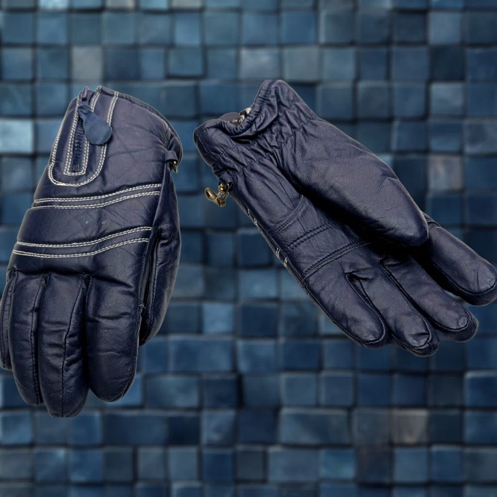 Vintage VINTAGE Aris Glove, Leather, Faux Fur Insulated, Blue, MEDIUM, Zip Close, Men, Glove, Softan, Ski, Vth ARIS Size ONE SIZE - 1 Thumbnail