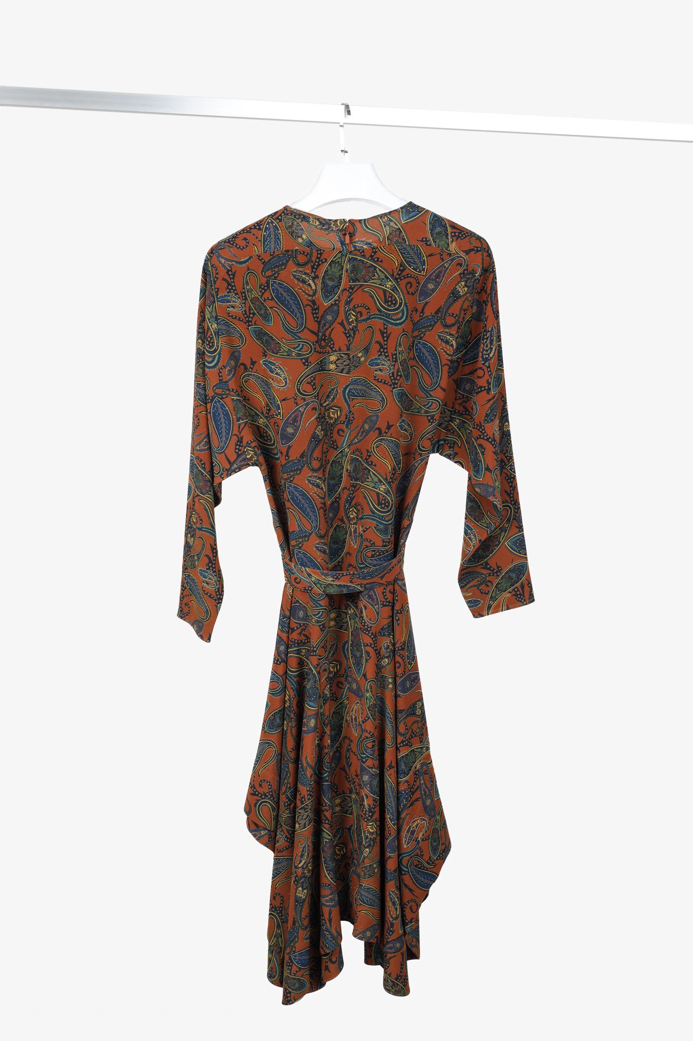 Chloe Chloe Brown & Blue Paisley Silk De Chine Midi Dress Size M / US 6-8 / IT 42-44 - 2 Thumbnail