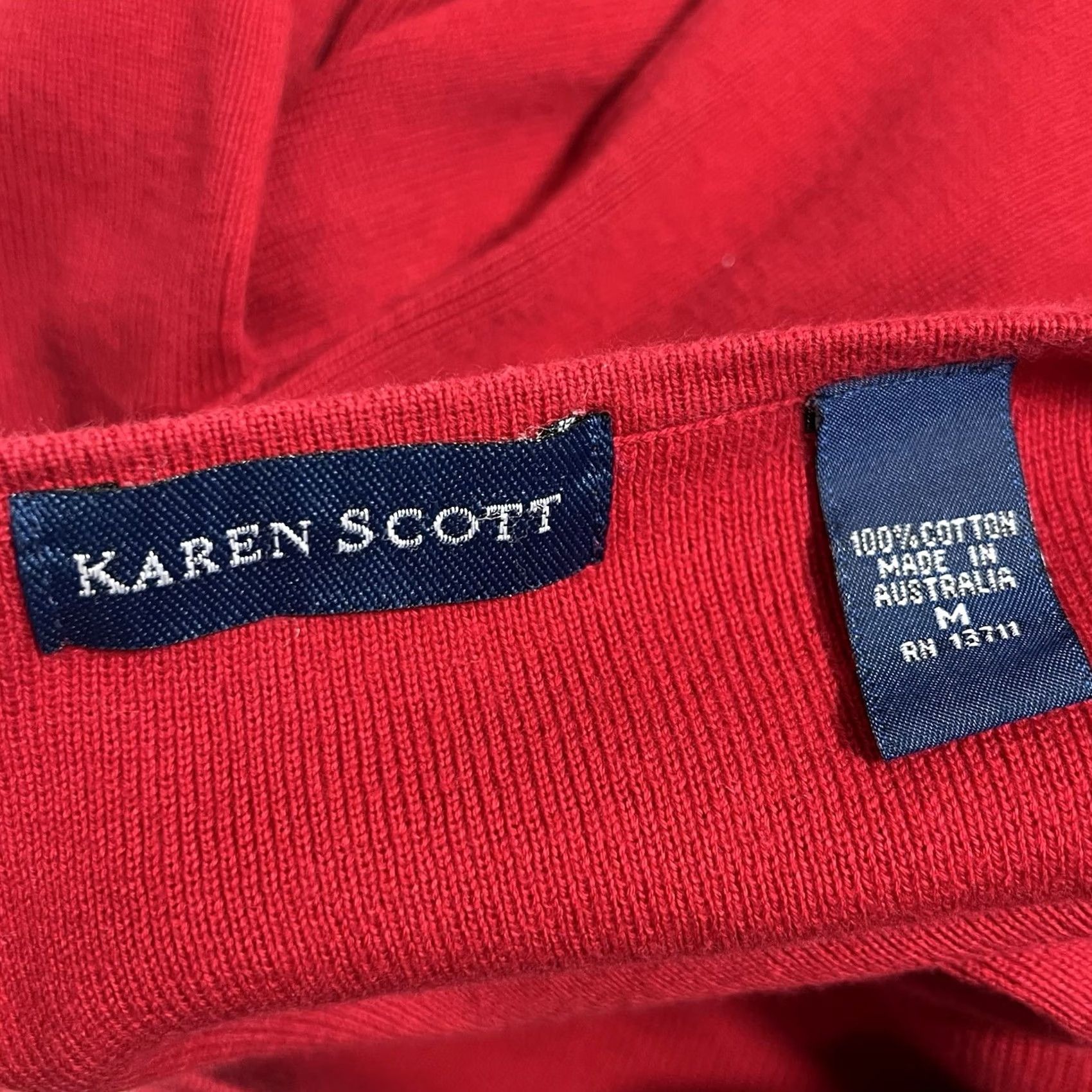 Vintage Karen Scott Shirt Women’s Red Scoop Neck Longsleeve M Size M / US 6-8 / IT 42-44 - 3 Thumbnail