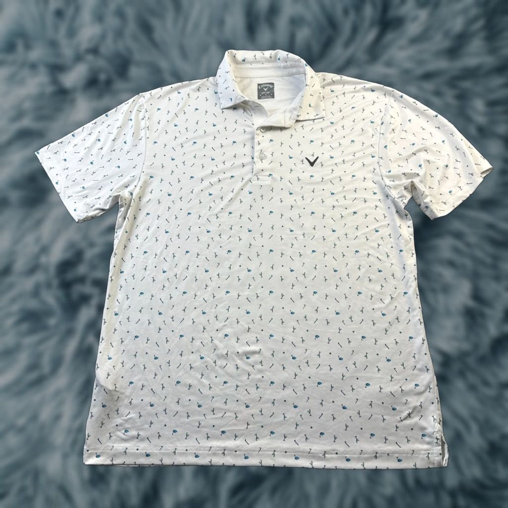 Callaway Callaway Polo Shirt Mens Medium White All Over Print Golf Performance Size US M / EU 48-50 / 2 - 1 Thumbnail