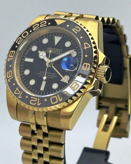 Japanese Brand Seiko Mod GMT-Master 2 Zombie Jubilee Full Gold Steel Watch Size ONE SIZE - 3 Thumbnail