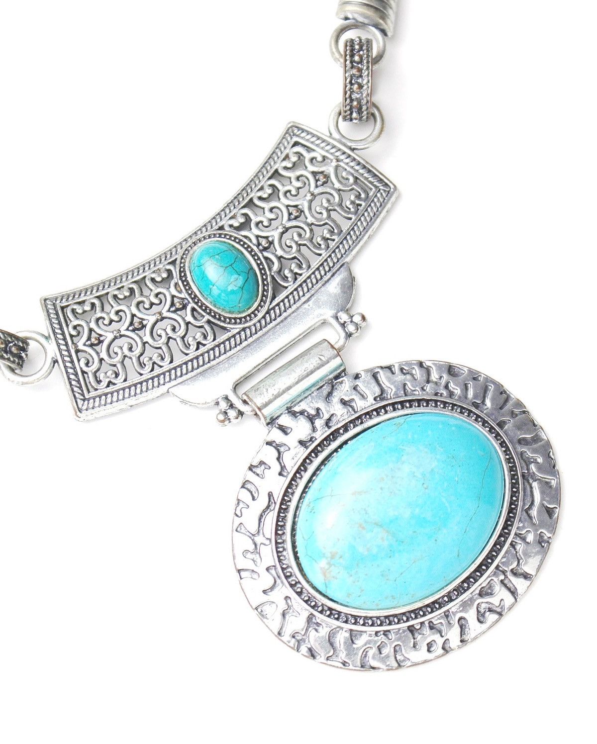Vintage 2000S JAPANESE MADE TRIBAL NECKLACE WITH TURQUOISE STONES Size ONE SIZE - 5 Thumbnail