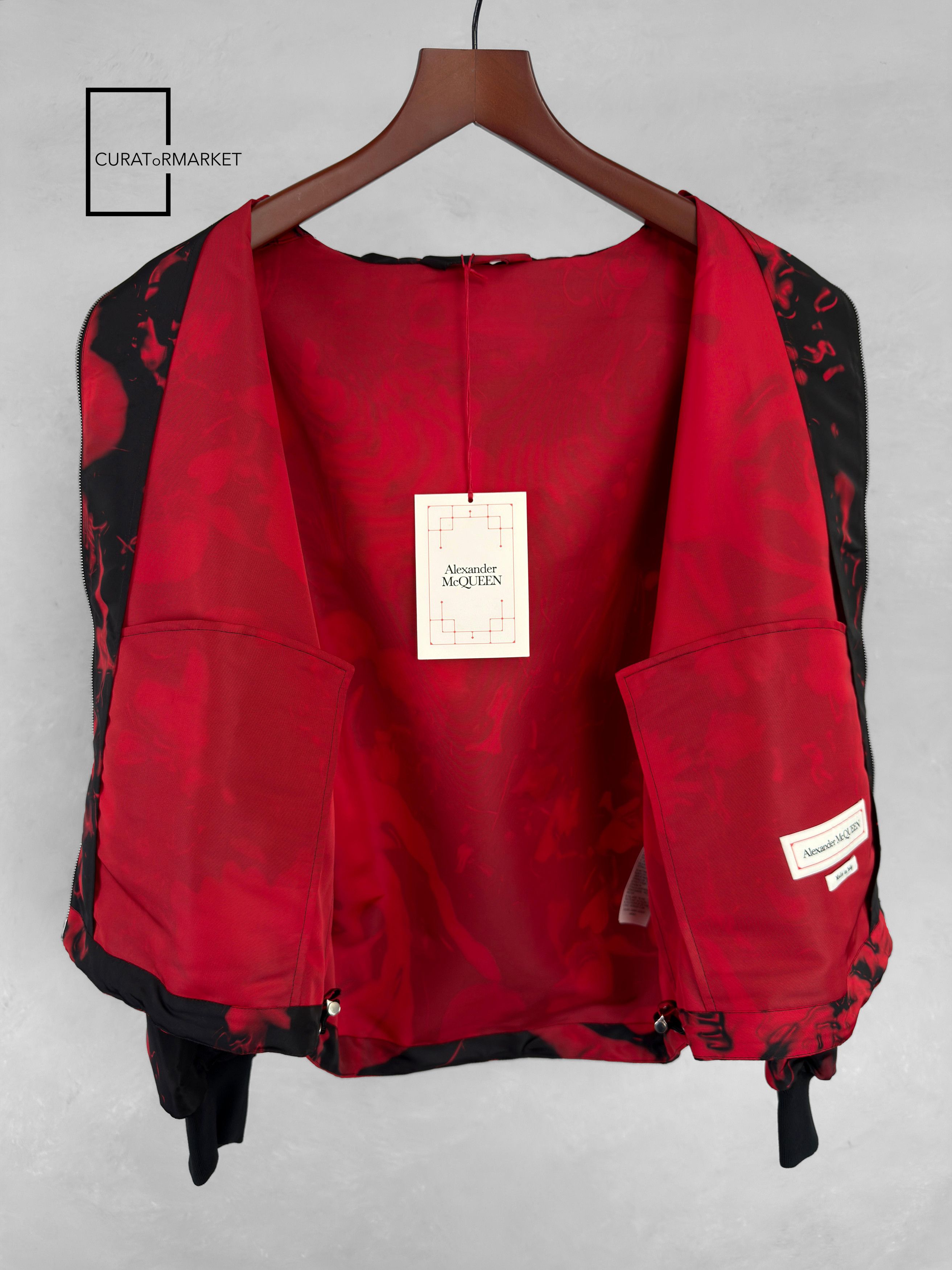 Alexander McQueen EU48 Waxed Flower Abstract Print Hooded Zip Windbreaker FW24 Size US M / EU 48-50 / 2 - 7 Thumbnail