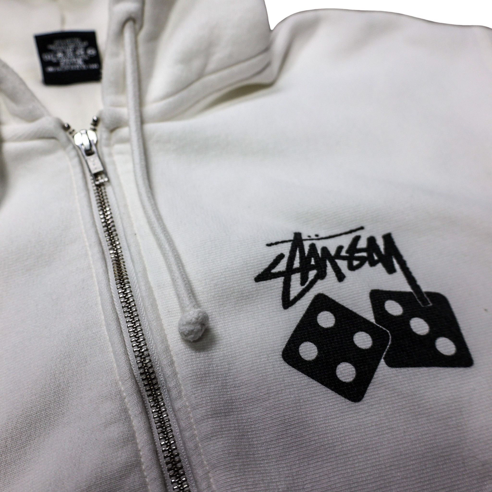 Stussy Stussy White Pigment Dyed Dice Hoodie Zip Up | Grailed