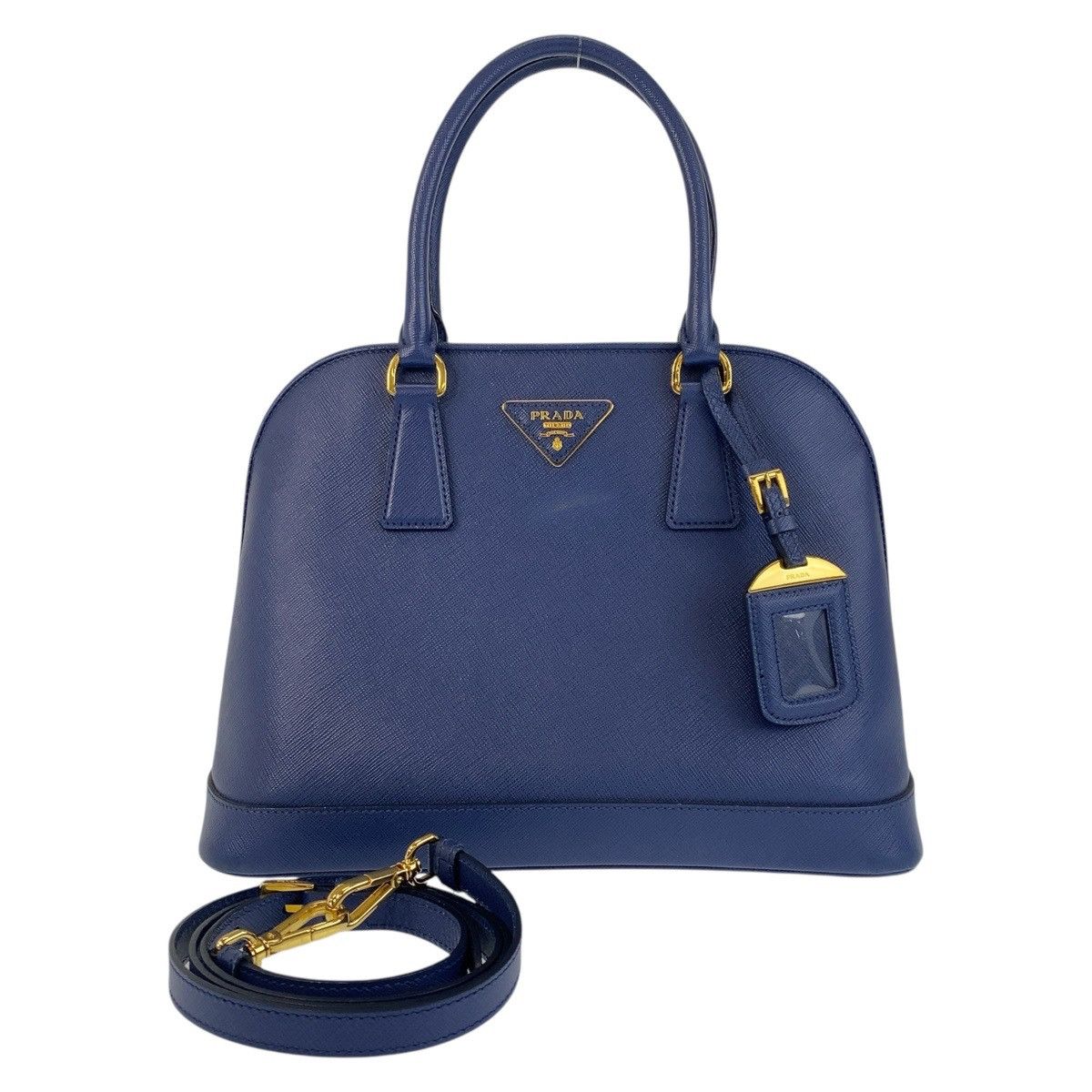 Prada Prada Saffiano Leather 2Way Bag Leather Shoulder Bag in Blue, Women's