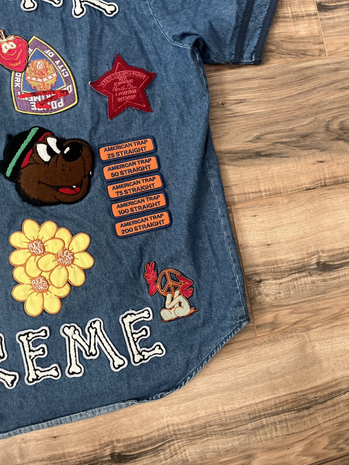 Supreme Supreme Patches Denim Baseball Jersey Size US L / EU 52-54 / 3 - 9 Thumbnail