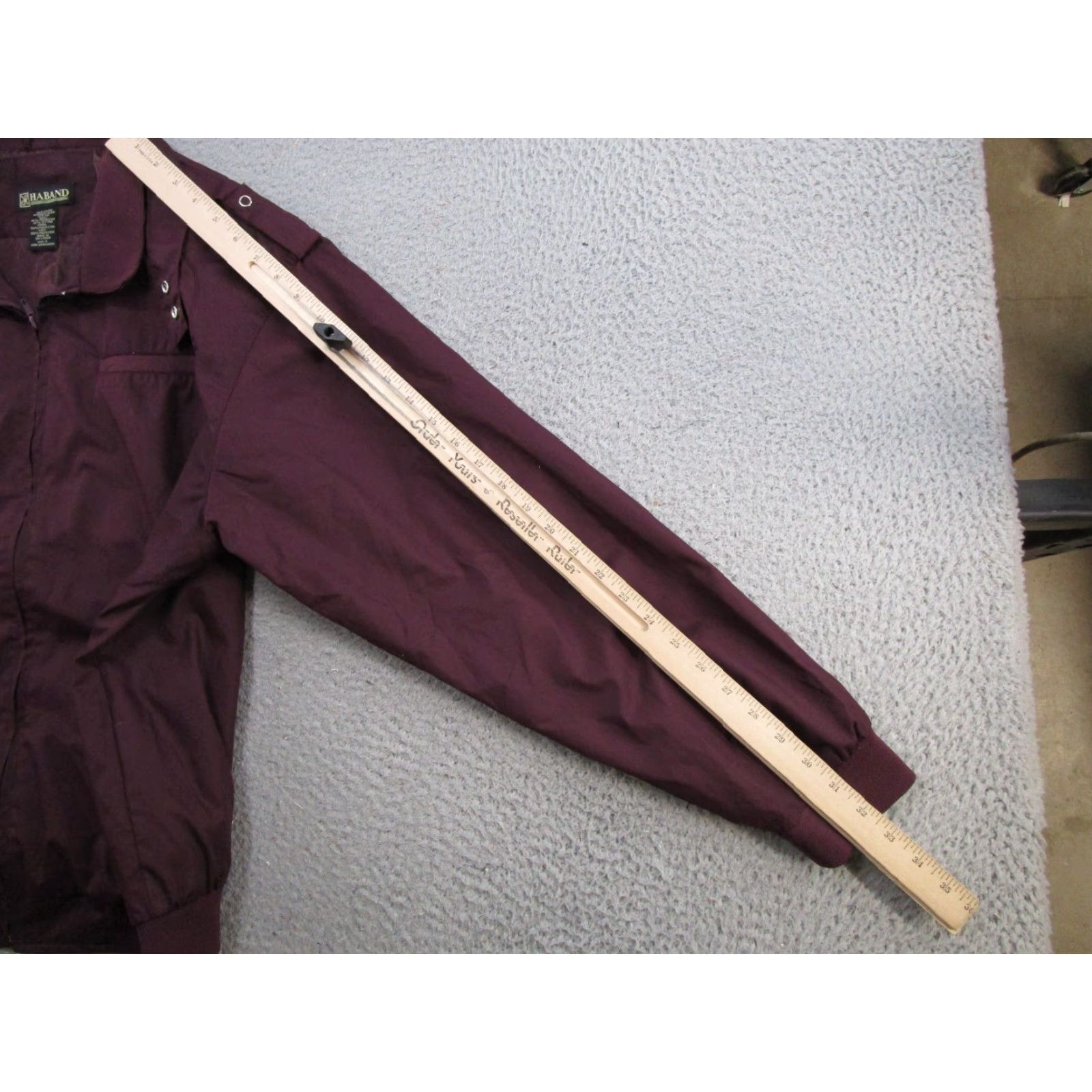 Haband VINTAGE Haband Bomber Jacket Men L Burgundy Maroon Full Zip 4 Pockets Red Solid 80s Retro Y2K Mens Size US L / EU 52-54 / 3 - 6 Thumbnail