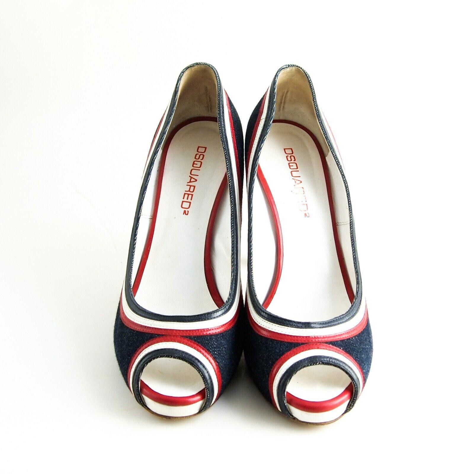 Dsquared2 Dsquared2 Peep Toe Heels Blue Denim Womens US 10 EU 40 Size US 10 / IT 40 - 3 Thumbnail