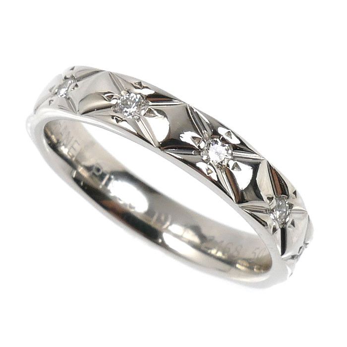 Chanel Chanel Chanel Matelasse Pt950 Platinum Diamond Ring Size 50 Precious Metal Ring DUTY FREE for USA Size ONE SIZE - 1 Thumbnail