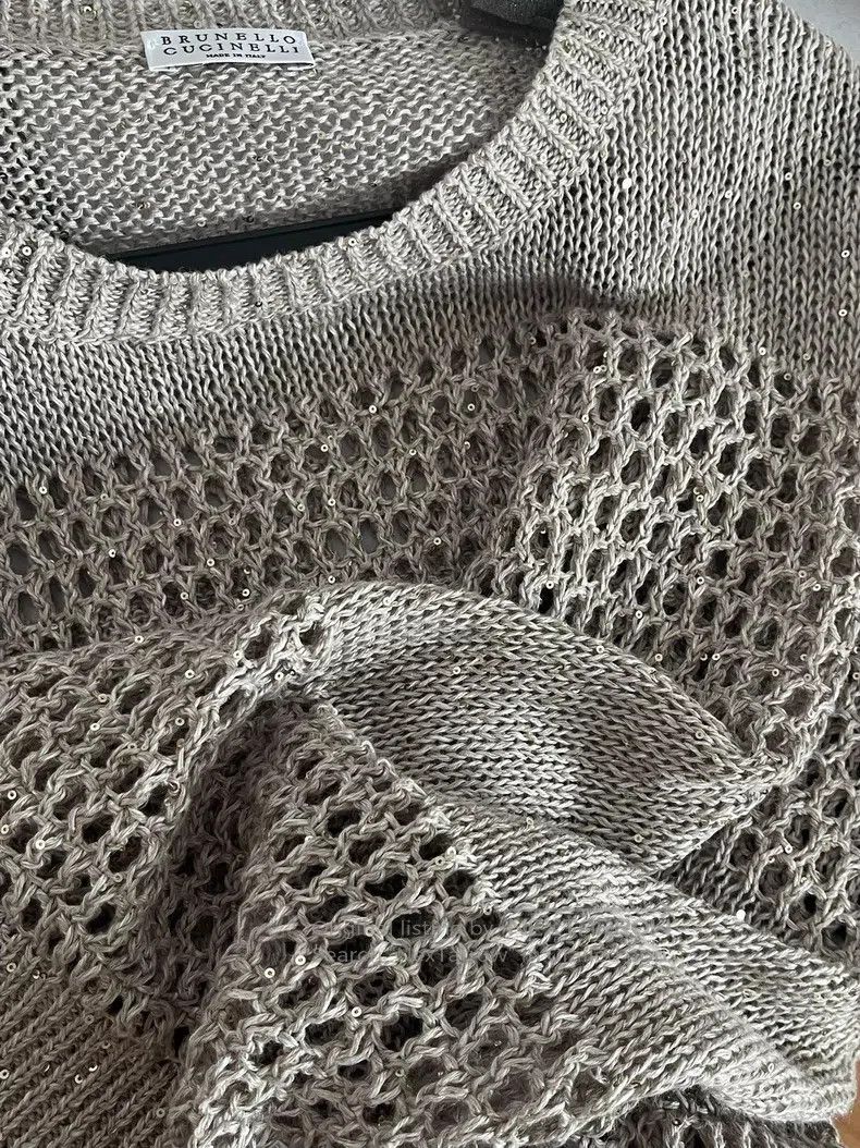 Brunello Cucinelli Brunello Cucinelli Knitted sequin top Size XL / US 12-14 / IT 48-50 - 4 Thumbnail