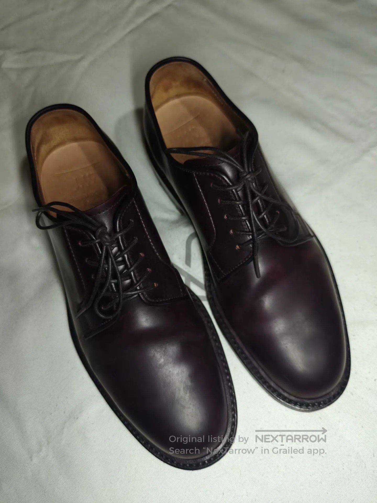 Vintage Men's Horsebutt Leather Derby Shoes. Size US 6.5 / EU 39-40 - 2 Thumbnail