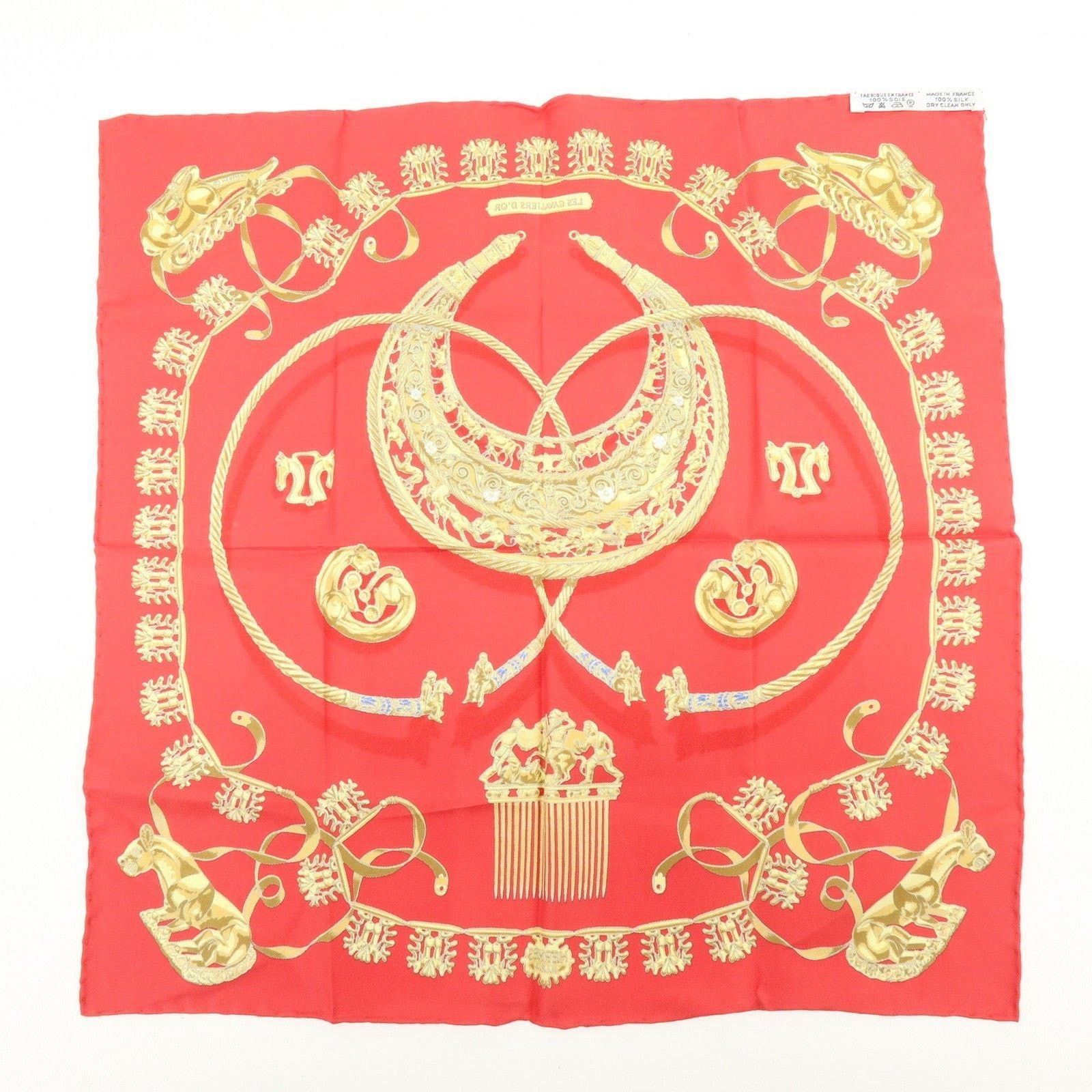 Hermes Hermes Carre 40 Les Cavaliers d'Or Silk Scarf Red Size ONE SIZE - 2 Thumbnail