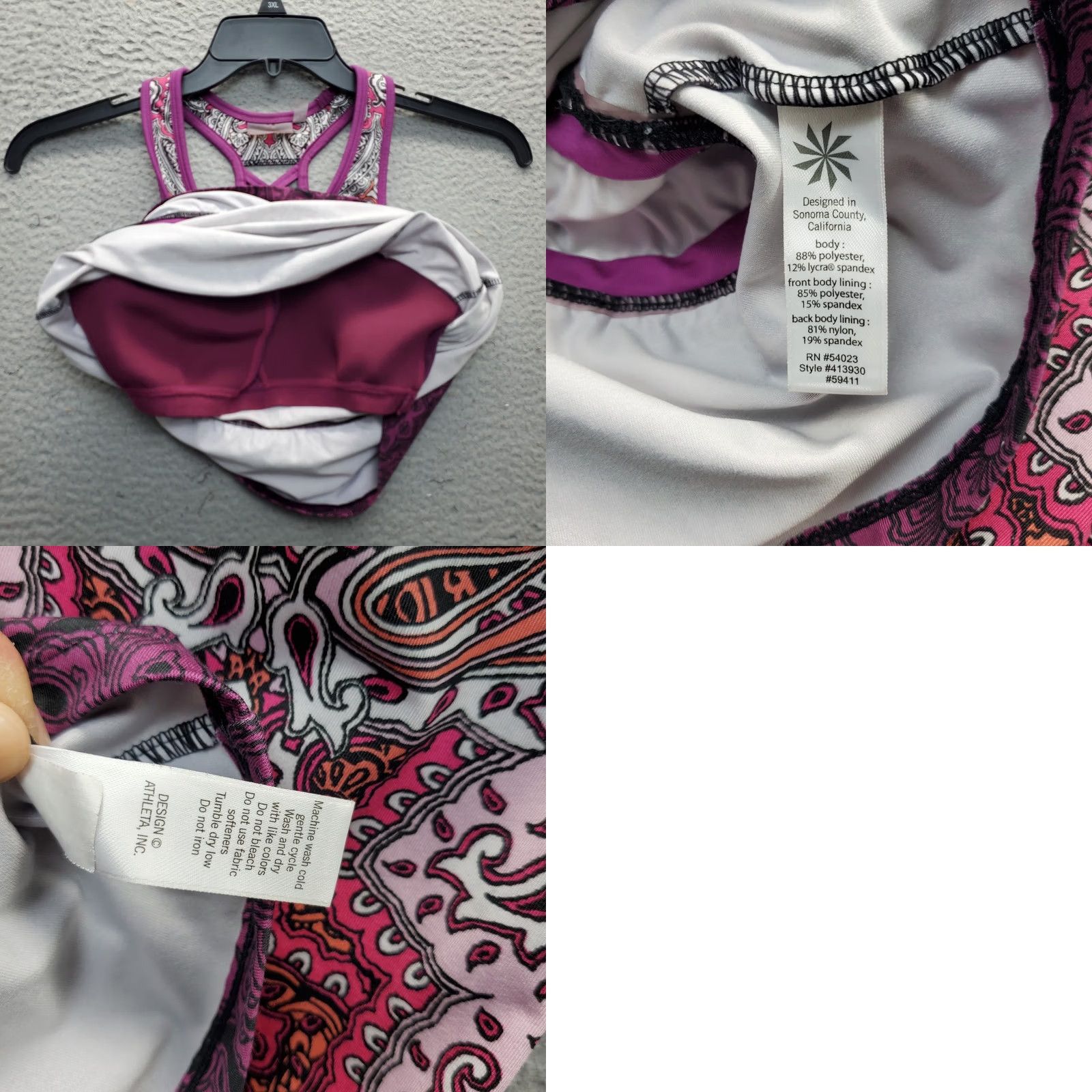 Athleta Athleta Tank Top Womens S Multicolor Paisley Wide Strap Racerback Underwired Bra Shirt Womens Size S Paisley Multicolor Racerback Athletic Tank Size S / US 4 / IT 40 - 8 Thumbnail