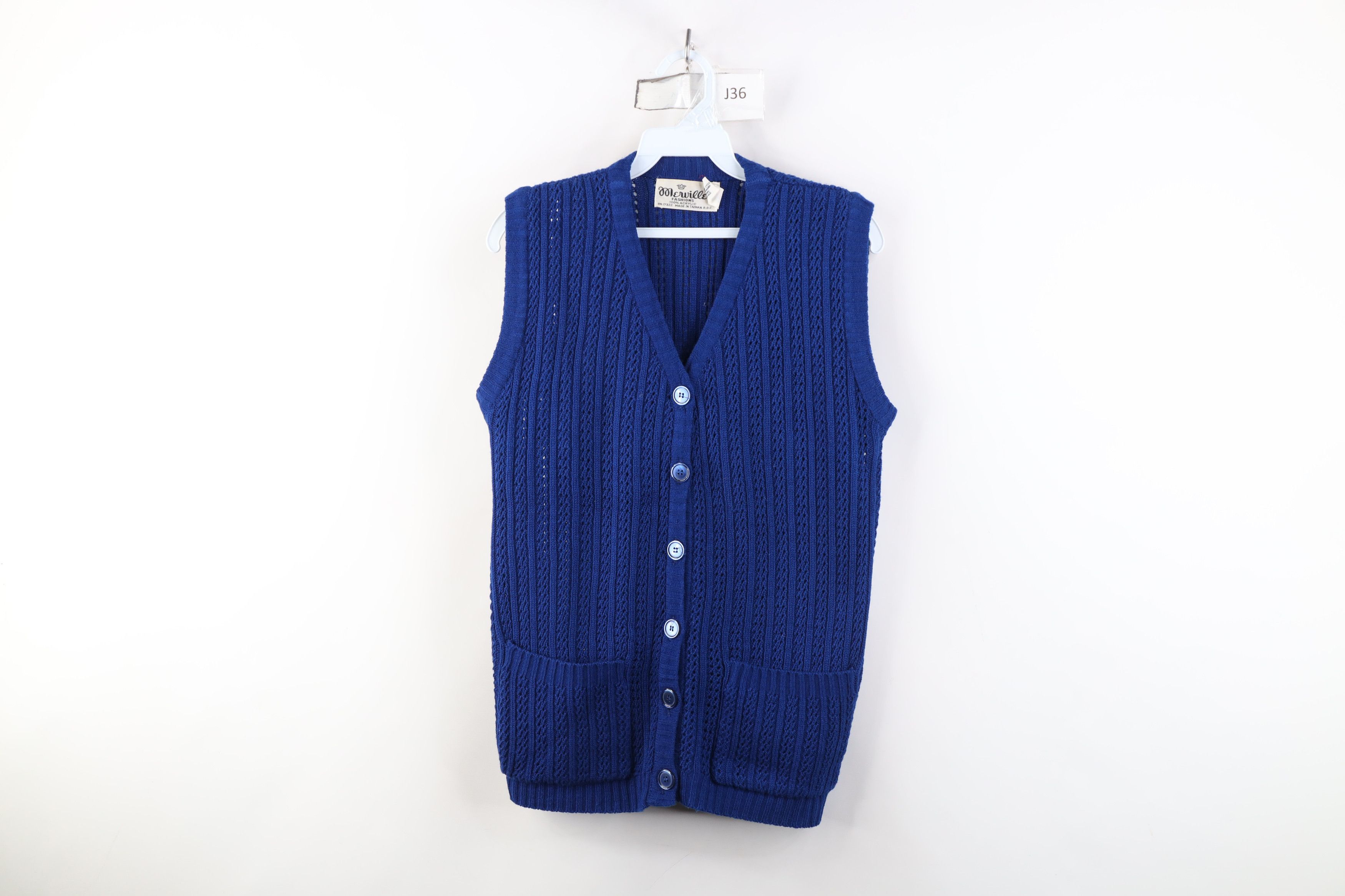 Vintage Vintage 70s Streetwear Ribbed Knit Cardigan Sweater Vest Size M / US 6-8 / IT 42-44 - 1 Thumbnail