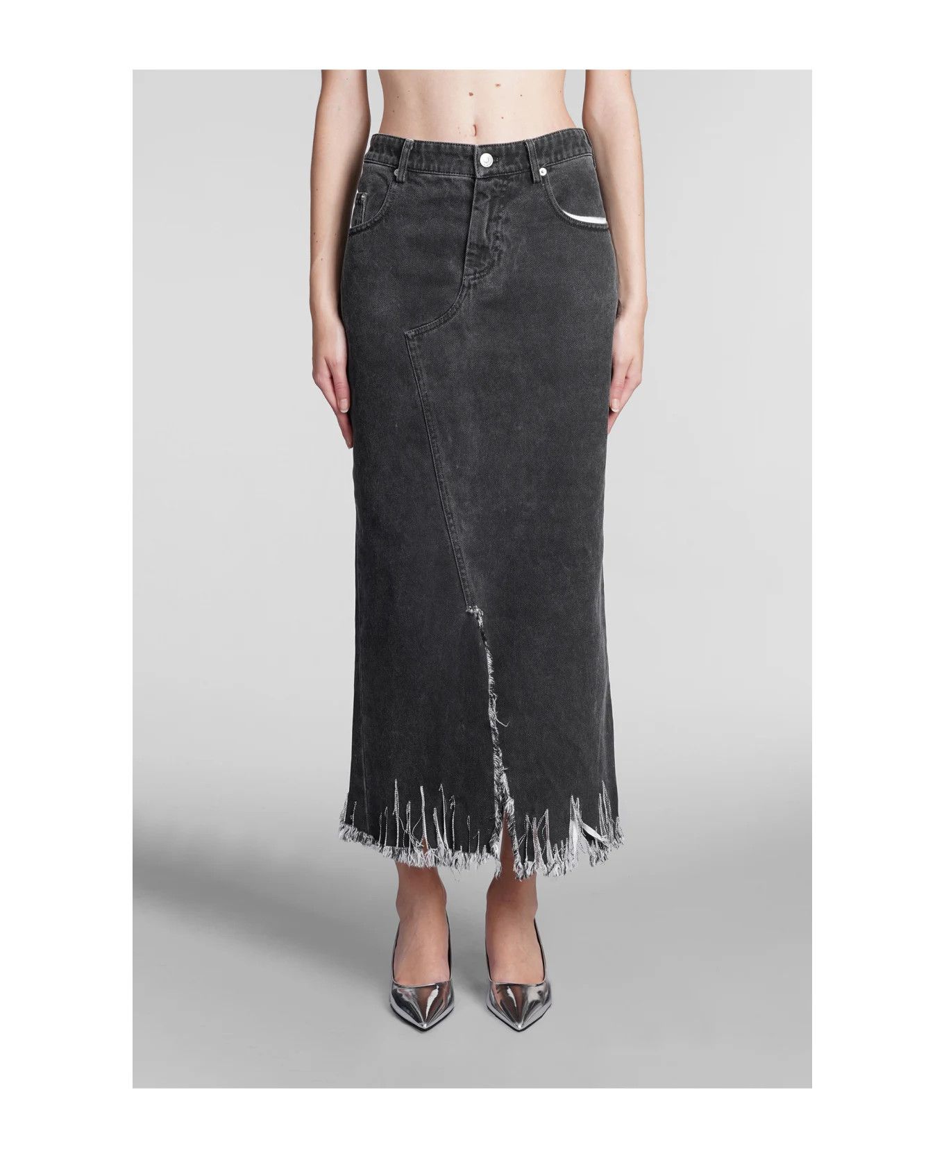 Marni o1y1125 Denim Midi Skirt in Black Size 27" / US 4 / IT 40 - 1 Thumbnail