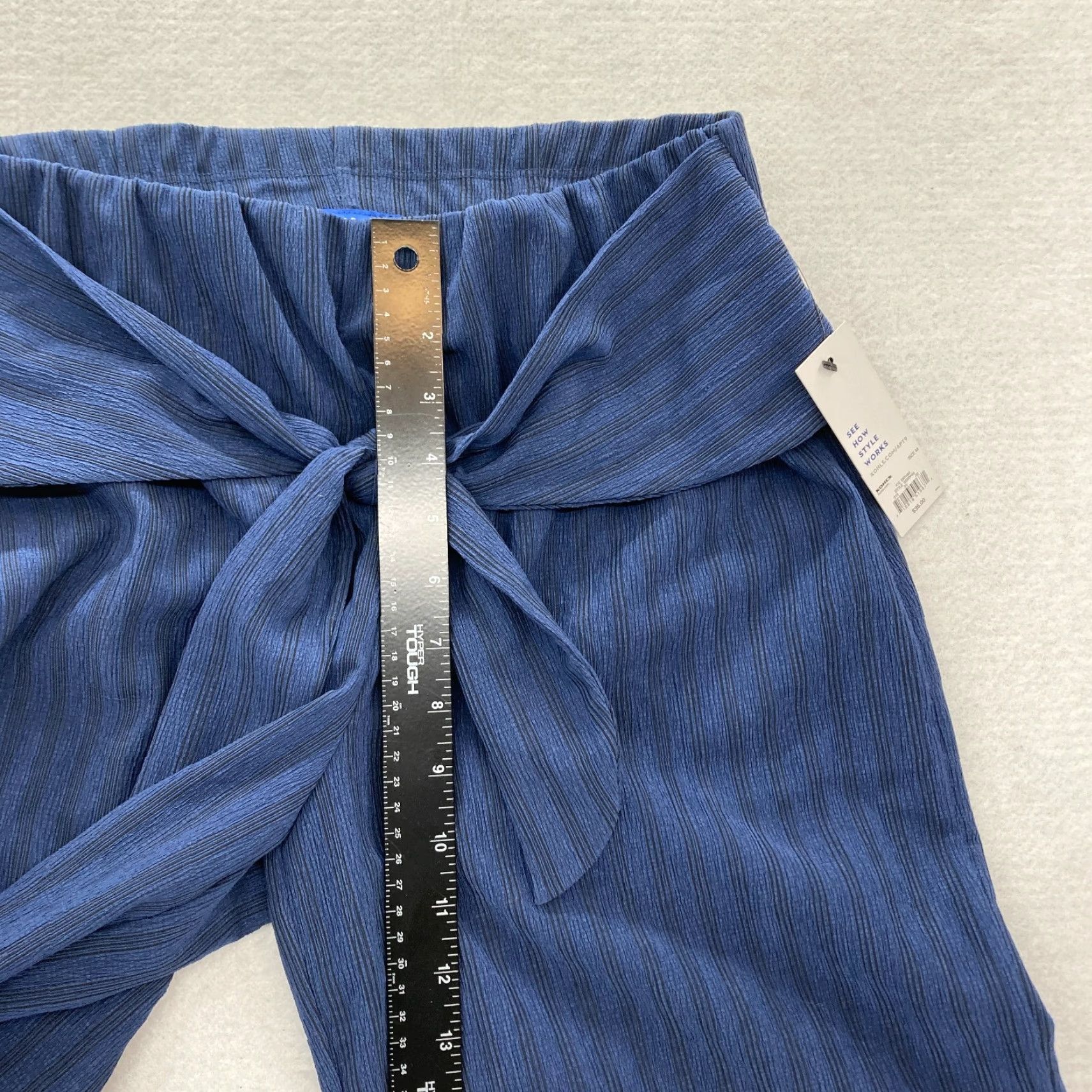 Apt. 9 Apt. 9 Pants Women's Medium Blue Pull On Wide Leg Stretch Fabric Tie Waist NWT Size 32" / US 10 / IT 46 - 7 Thumbnail