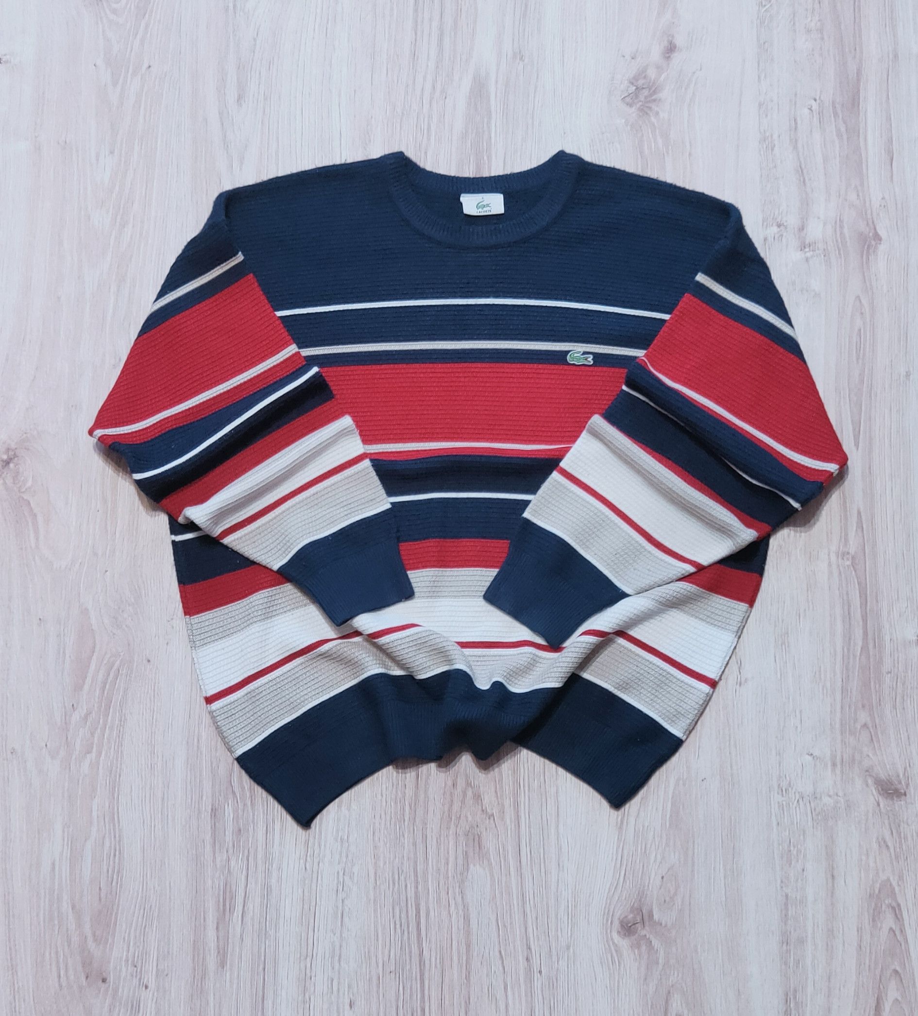 Lacoste × Vintage Vintage Lacoste Chemise striped sweater Size US XL / EU 56 / 4 - 3 Thumbnail