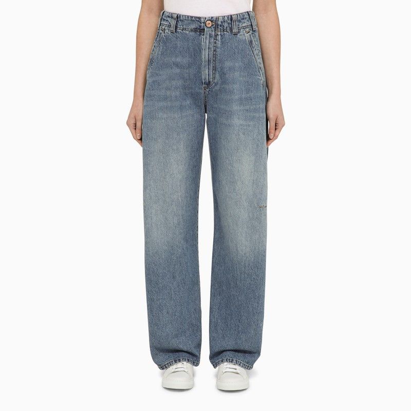 image of Brunello Cucinelli Wide-Leg Denim Jeans in Blue, Women's (Size 28)