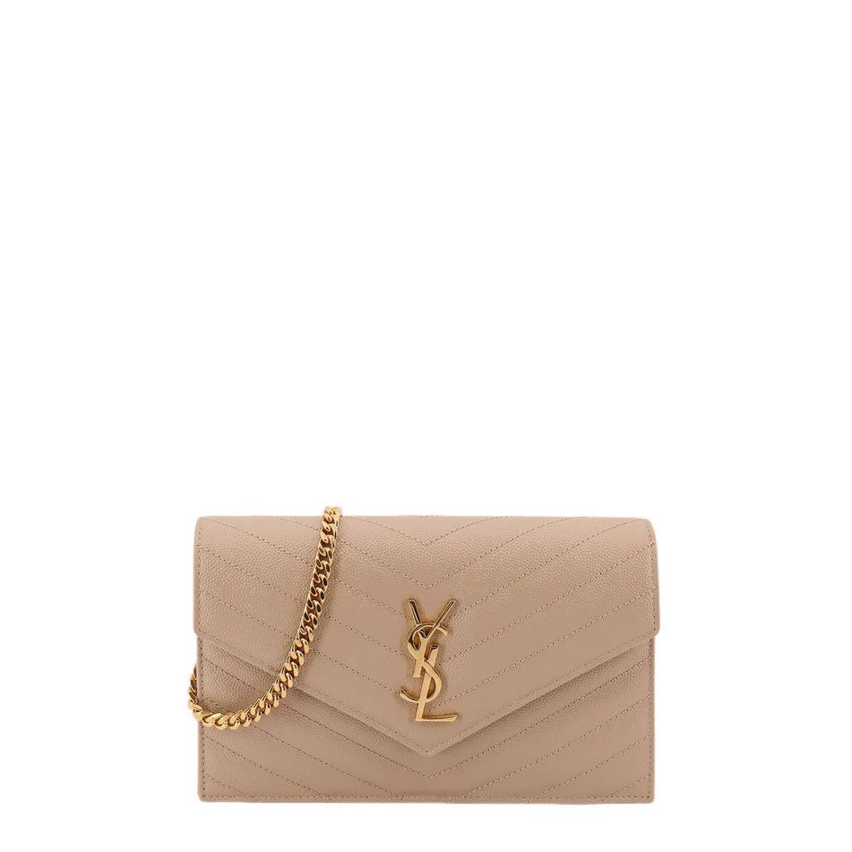 Saint Laurent Paris Saint Laurent Cassandre Envelope Beige Leather Chain Wallet Size ONE SIZE - 1 Thumbnail