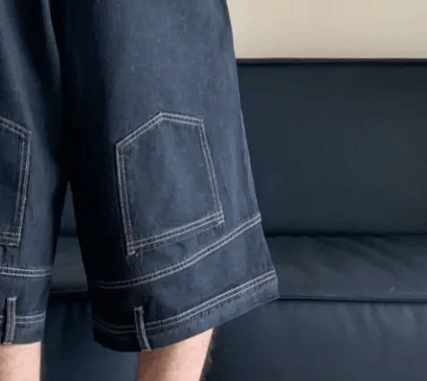 Designer Inverted Denim Jorts Vintage Style Baggy Hip Hop Party Size US 34 / EU 50 - 4 Thumbnail
