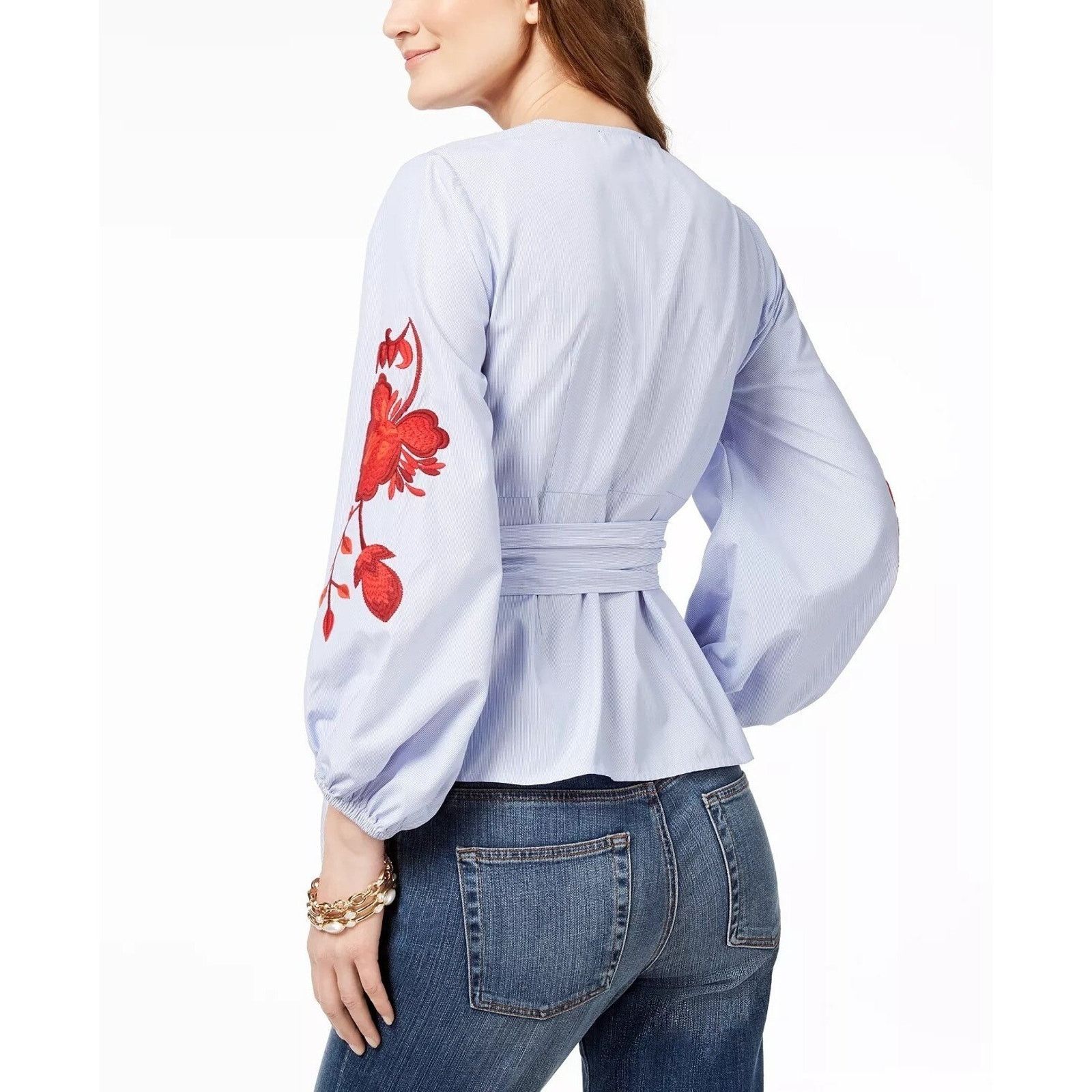 Incarnation INC International Concepts Womens Peasant Top Floral Embroid Size M / US 6-8 / IT 42-44 - 7 Thumbnail