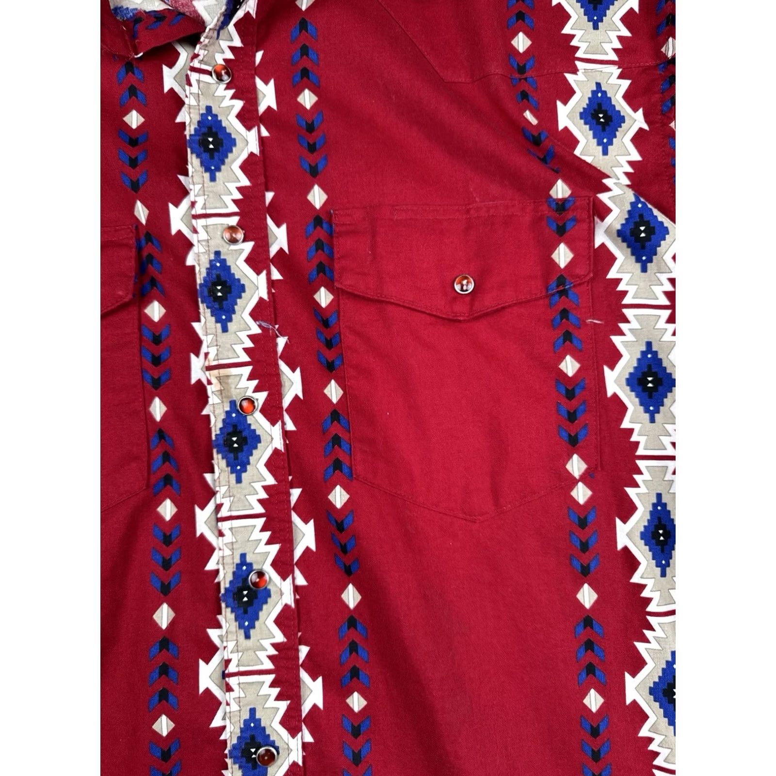 Wrangler VINTAGE Wrangler Western Shirt XL Red Aztec Southwest Pearl Snap USA Style Shirt Men XL Red Aztec Western Pearls Gathered Pockets Size US XL / EU 56 / 4 - 6 Thumbnail