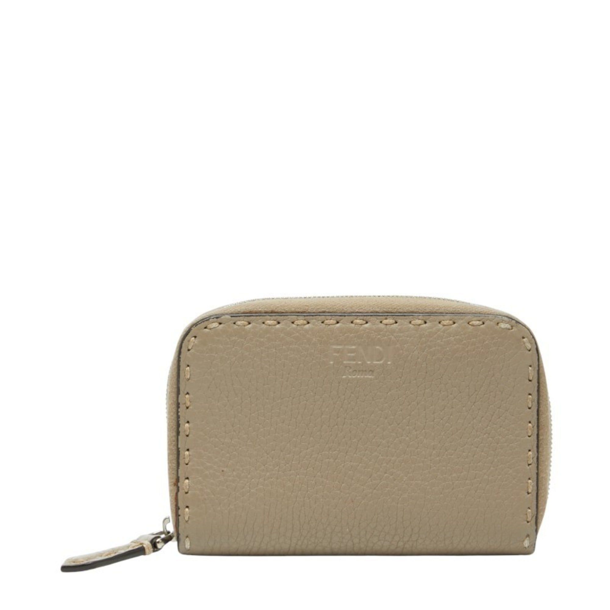 Fendi Fendi Selleria Wallet/Coin Purse 8M0313 Greige Leather Women's FENDI Size ONE SIZE - 1 Thumbnail