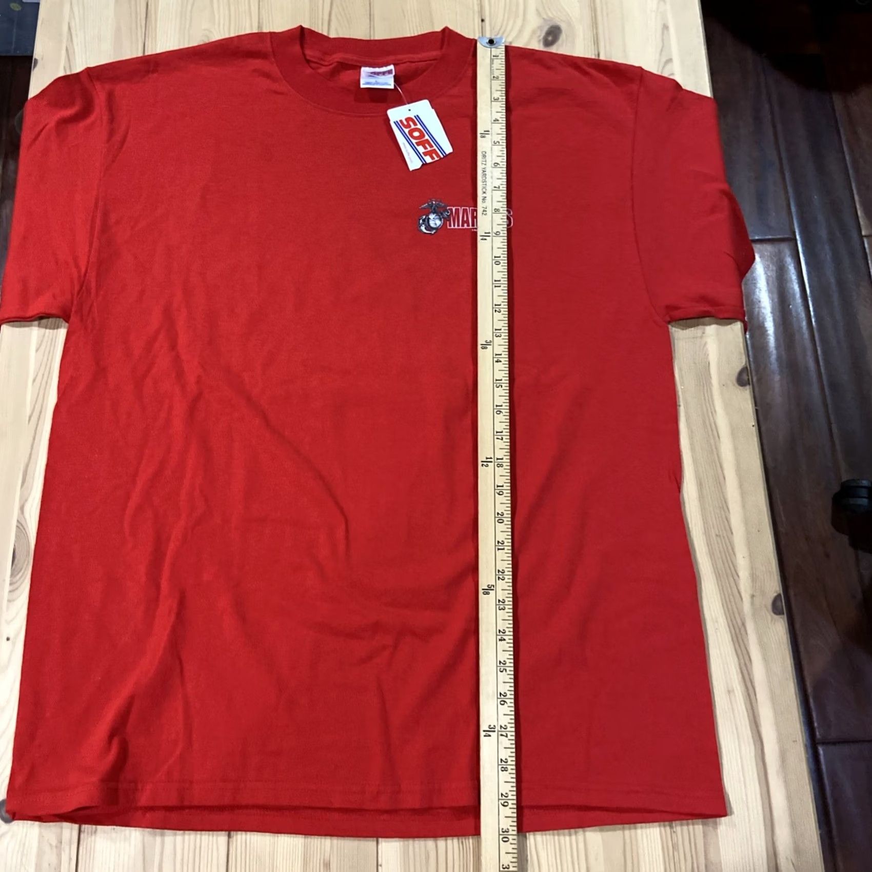 Vintage Black Ink Design USMC T-Shirt Men's L Short Sleeve Crew Neck Red Cotton Graphic Print Logo NWT 2004 Vintage: No Military Theme Autumn Year 2004? Size US L / EU 52-54 / 3 - 7 Thumbnail