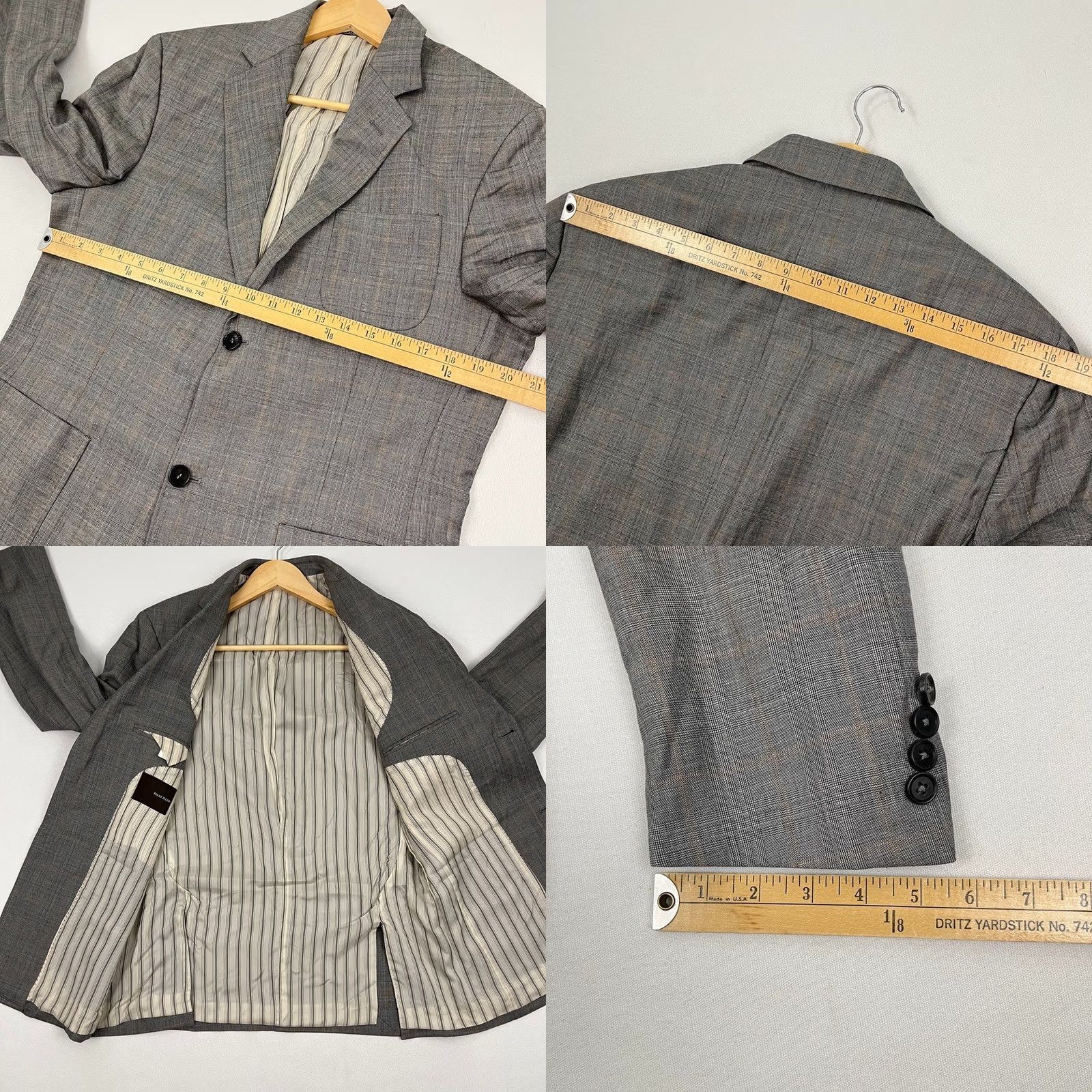 Billy Reid VINTAGE Billy Reid Blazer Mens 40R Gray Glen Check Wool 2-Button Coat Suit Jacket Career Size 40R - 8 Thumbnail