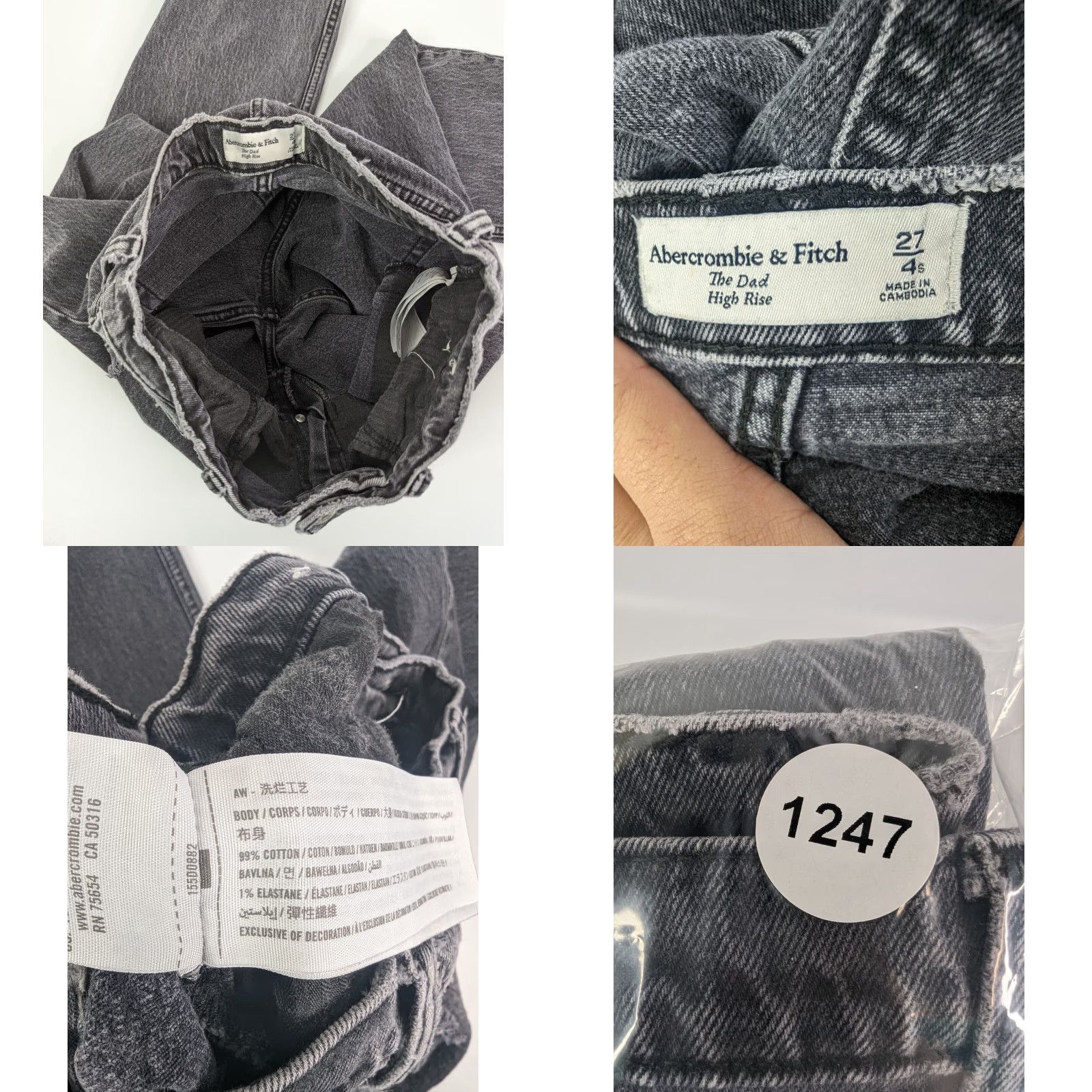 Abercrombie & Fitch Abercrombie & Fitch Jeans Women Distressed High Rise Dad - 27 Black Regular Denim Button Straight Size 27 4s Size 27" / US 4 / IT 40 - 9 Thumbnail