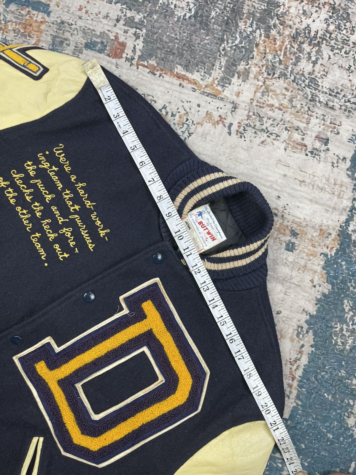 Vintage Vtg 70s Butwin “Droppers Hockey” Varsity Jacket Size US L / EU 52-54 / 3 - 21 Thumbnail